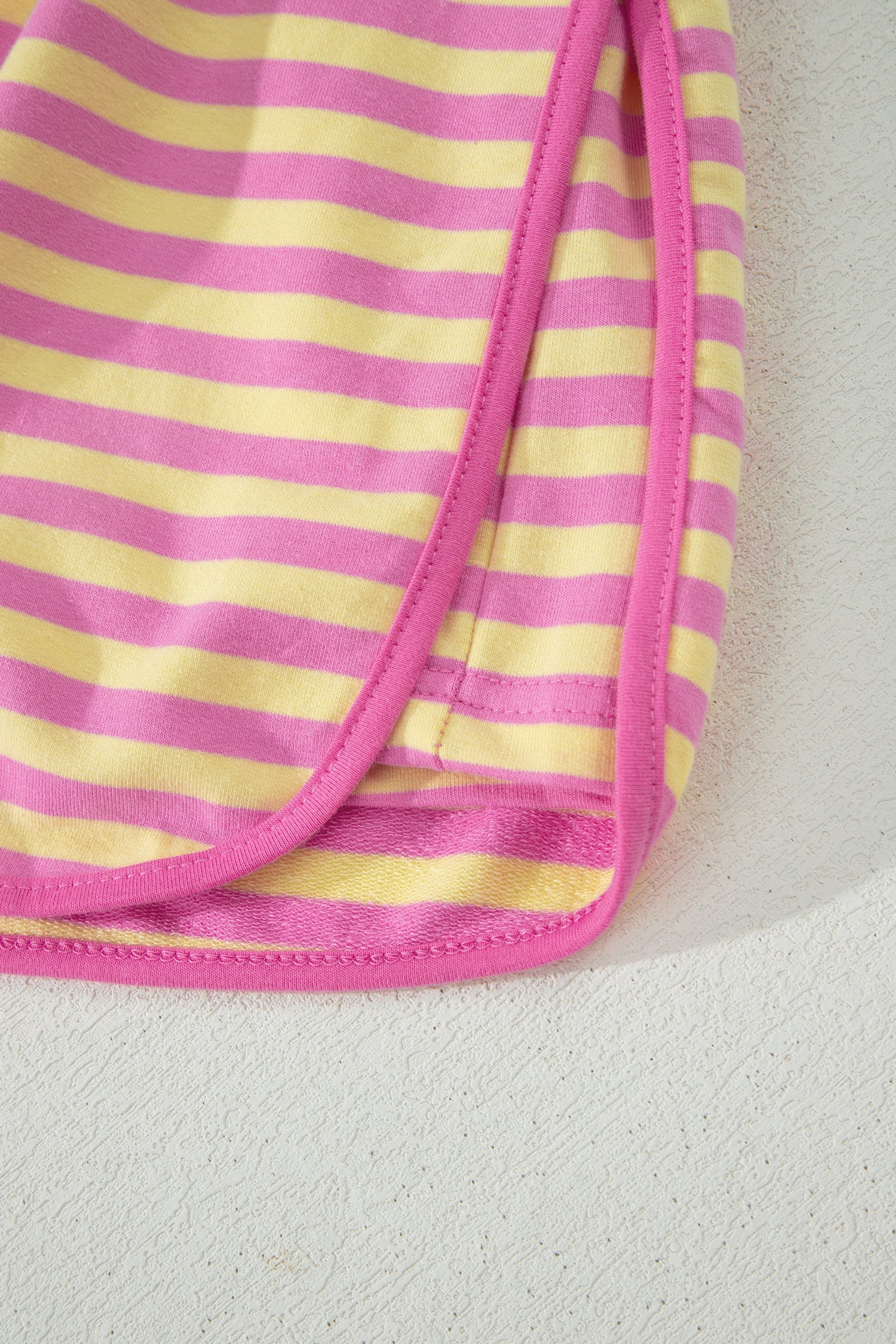 Pink Stripe Relaxed Short Sleeve Top Elastic Waist Drawstring Skort 2pcs Set