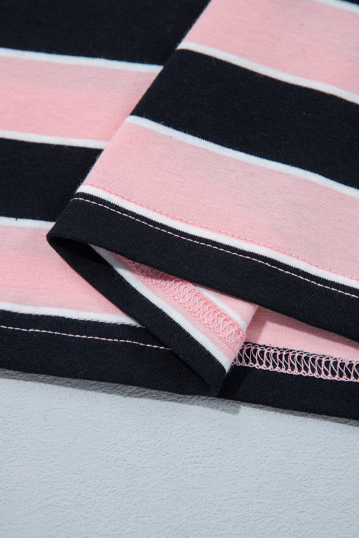 Pink Stripe Loose Tee and Pants Two Piece Set