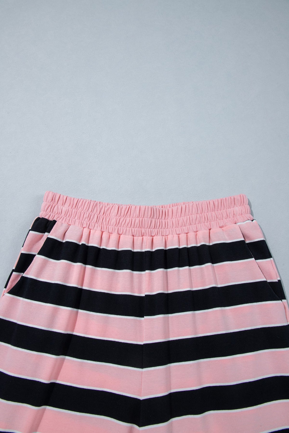 Pink Stripe Loose Tee and Pants Two Piece Set