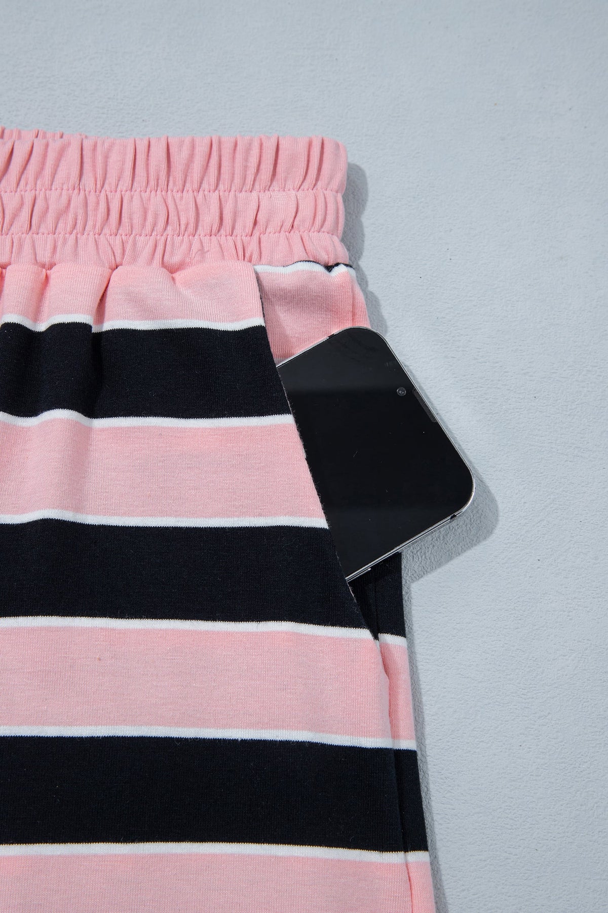 Pink Stripe Loose Tee and Pants Two Piece Set