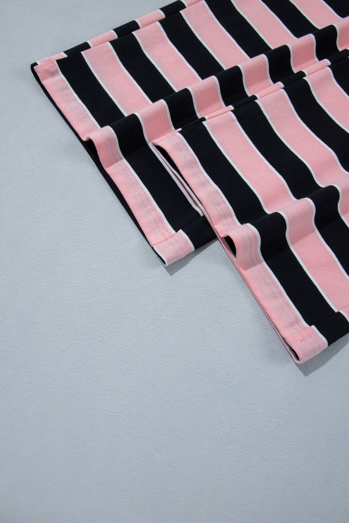 Pink Stripe Loose Tee and Pants Two Piece Set