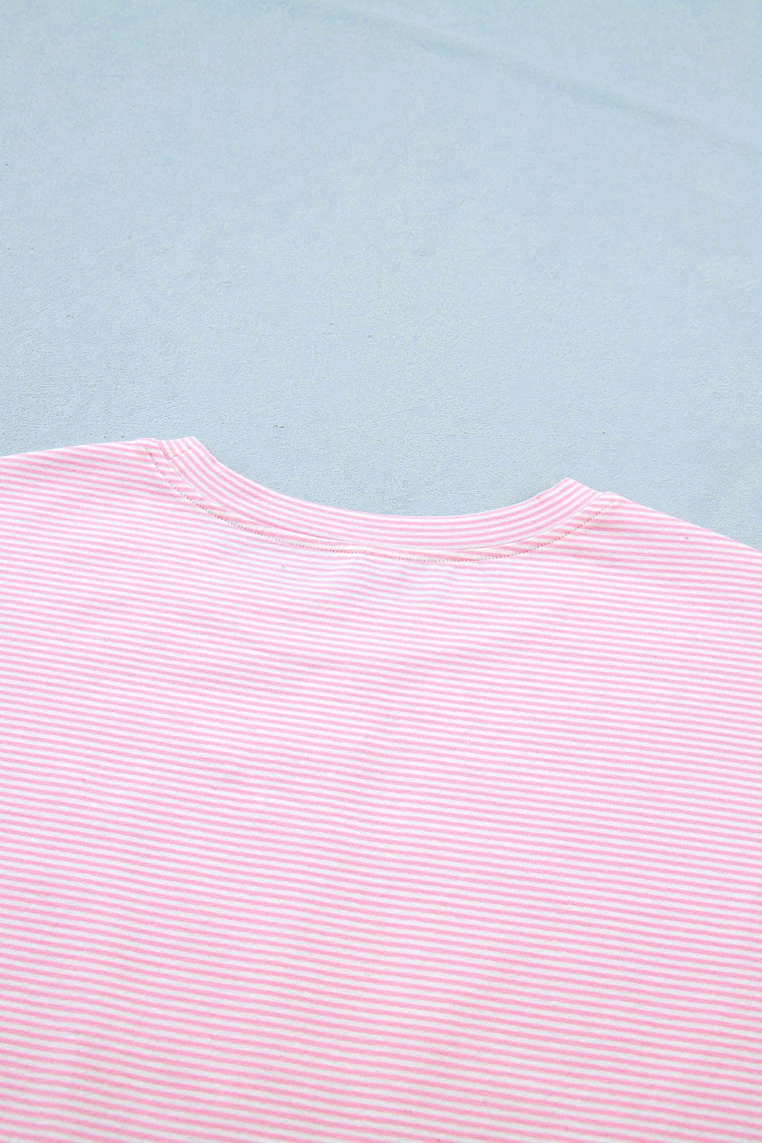 Pink Stripe Matching Oversized Tee and Drawstring Shorts Set