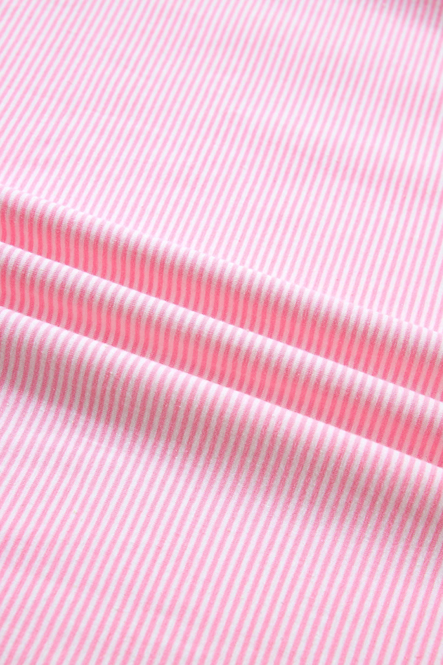 Pink Stripe Matching Oversized Tee and Drawstring Shorts Set