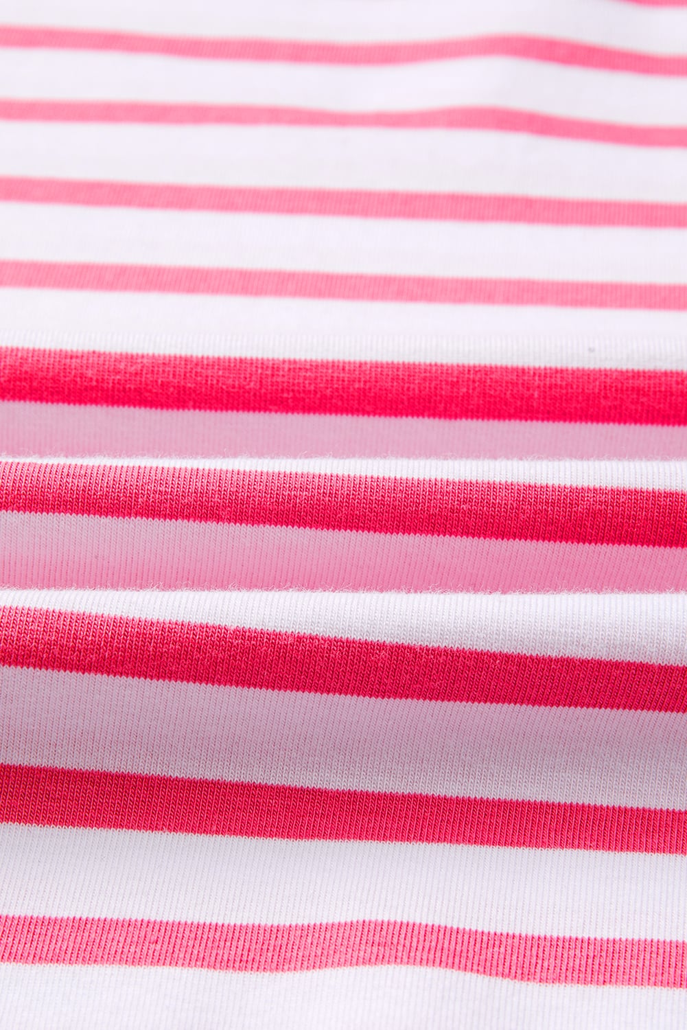 Pink Stripe Mixed Pattern Patchwork Uneven Hem Loose Tee