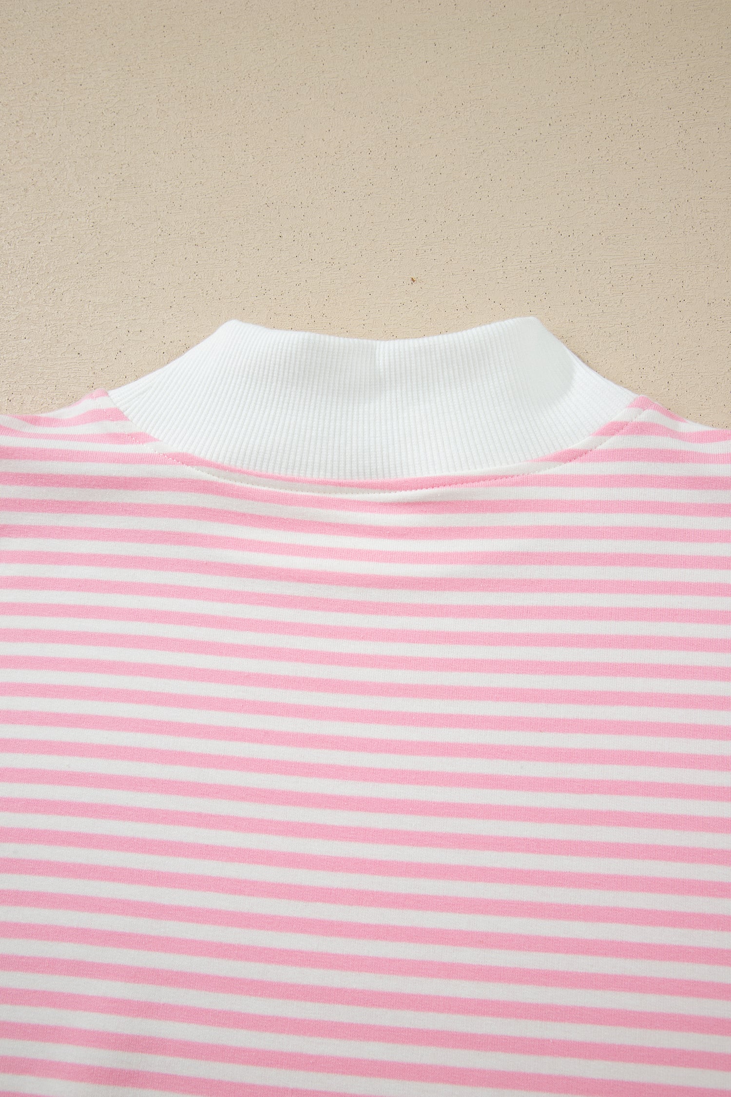 Pink Stripe Oversize Mock Neck Sweatshirt and Shorts Set