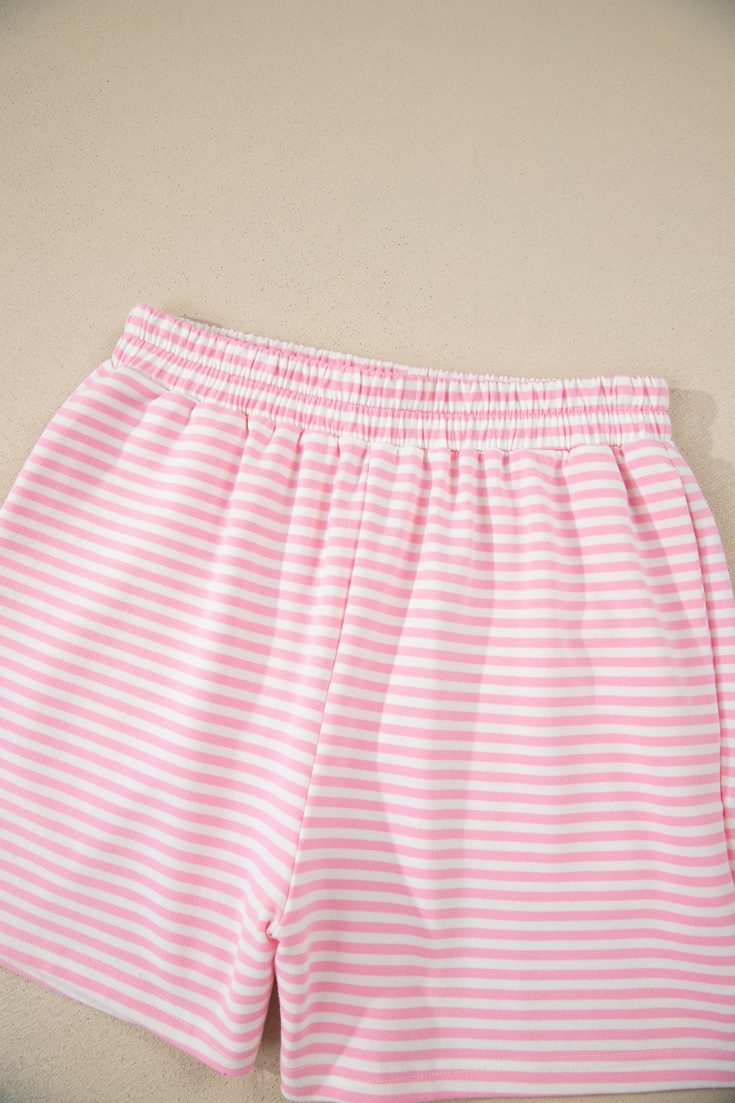Pink Stripe Oversize Mock Neck Sweatshirt and Shorts Set