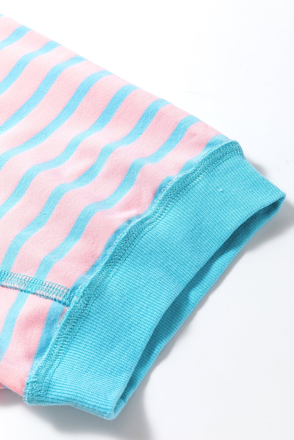 Pink Stripe Oversized Contrast Trim Exposed Seam High Low T Shirt