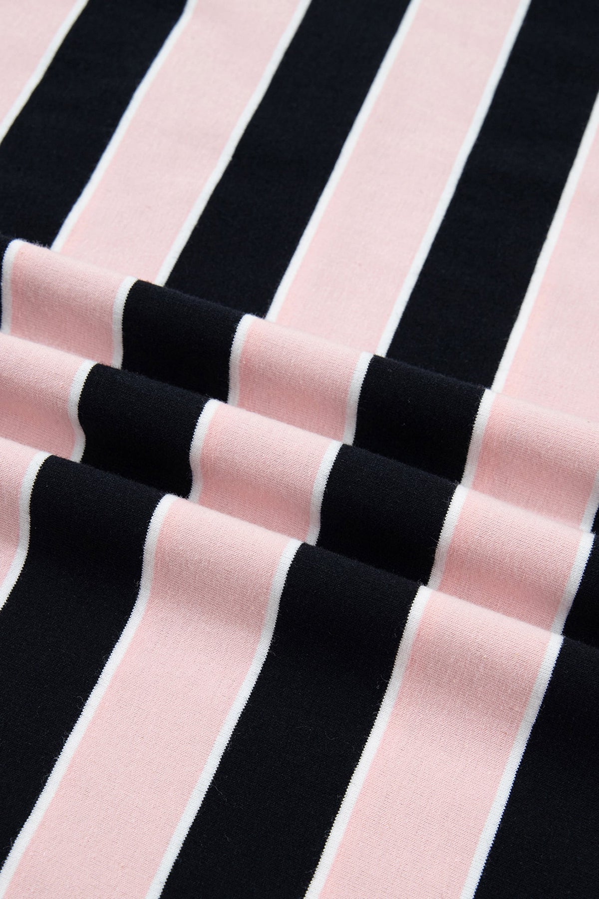 Pink Stripe Oversized Long Sleeve Top Elastic Waist Shorts Casual 2pcs Set