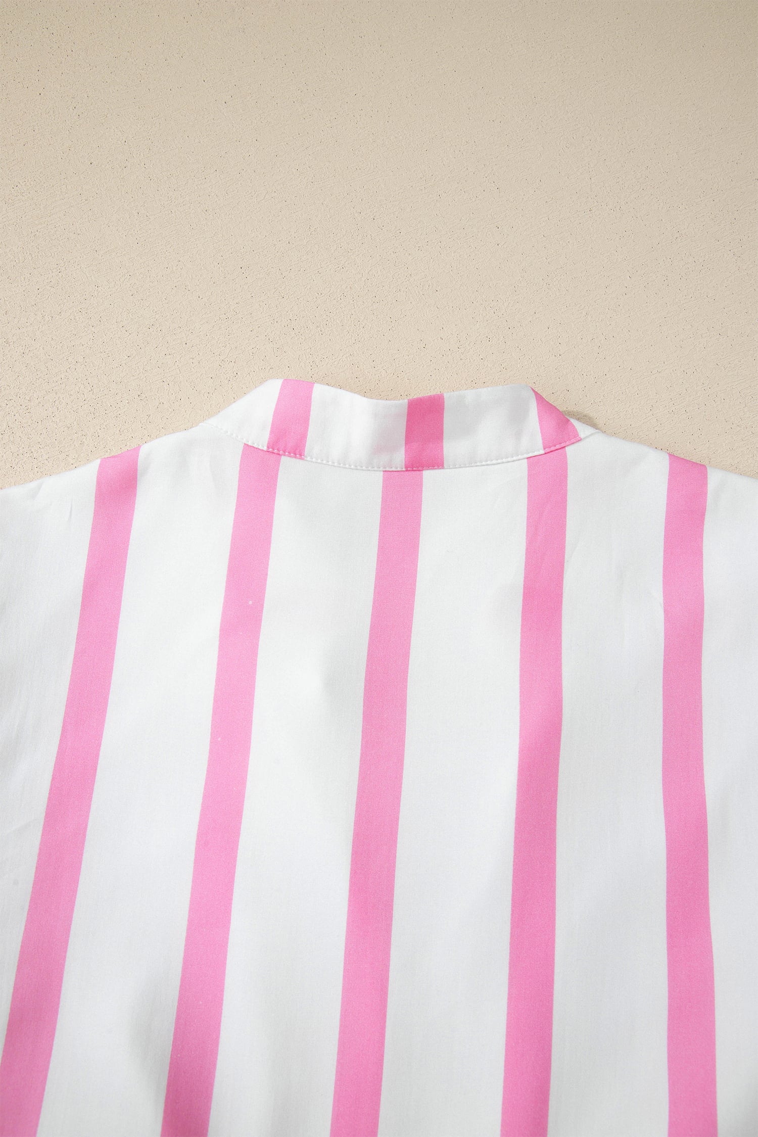 Pink Stripe Plus Size V Neck Short Puff Sleeve Tiered Maxi Dress