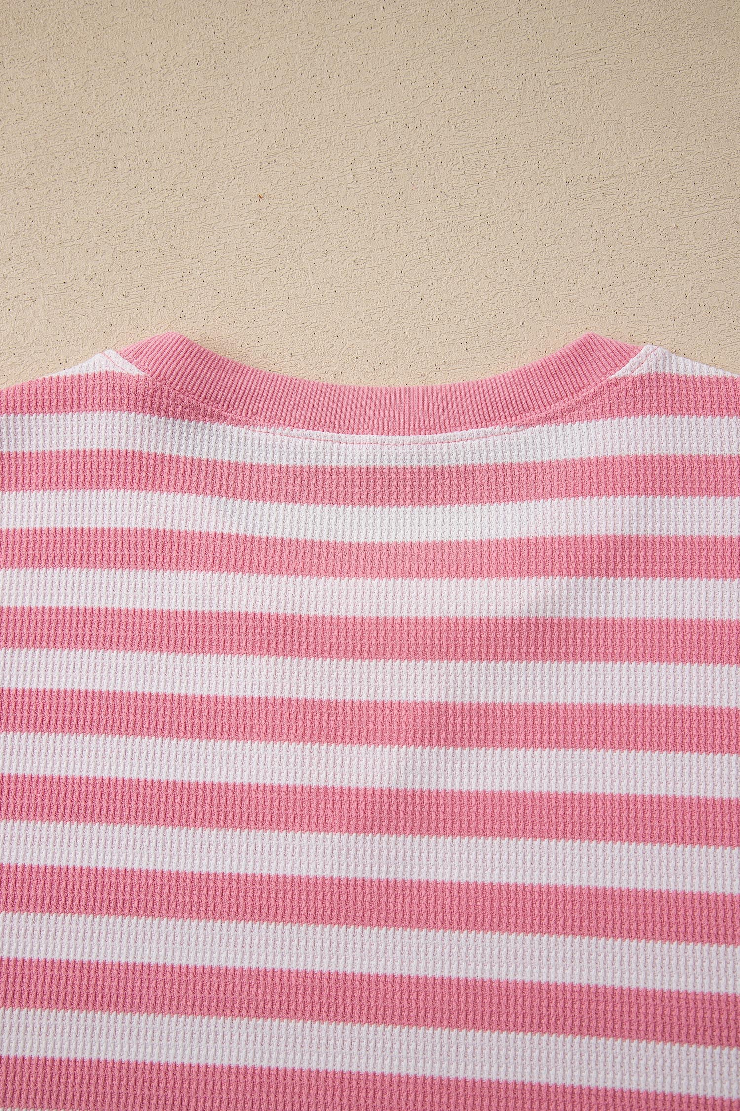 Pink Stripe Puff Short Sleeve T Shirt Matching Shorts Set