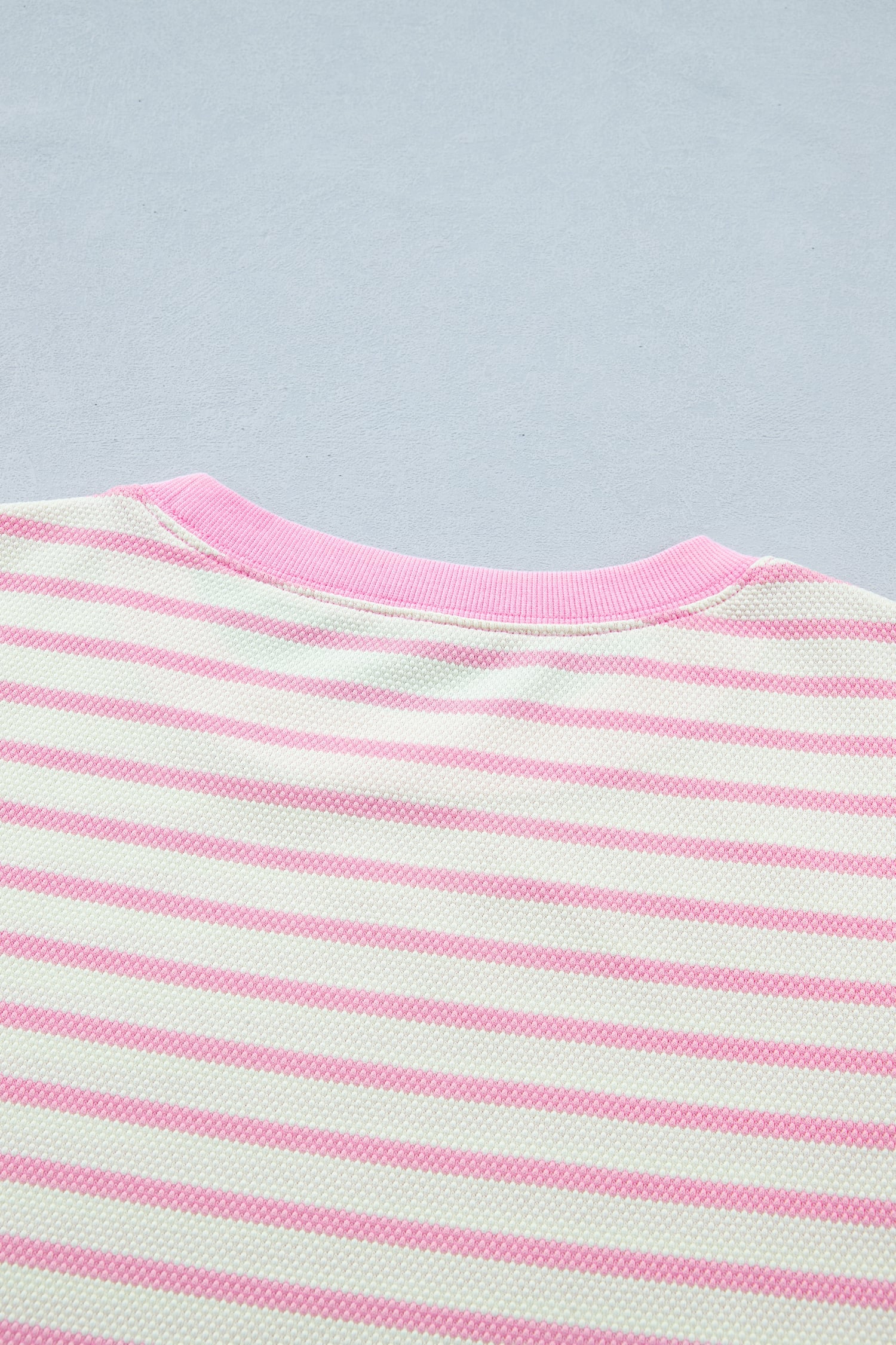 Pink Stripe Ruffled Short Sleeve Patchwork Blouse