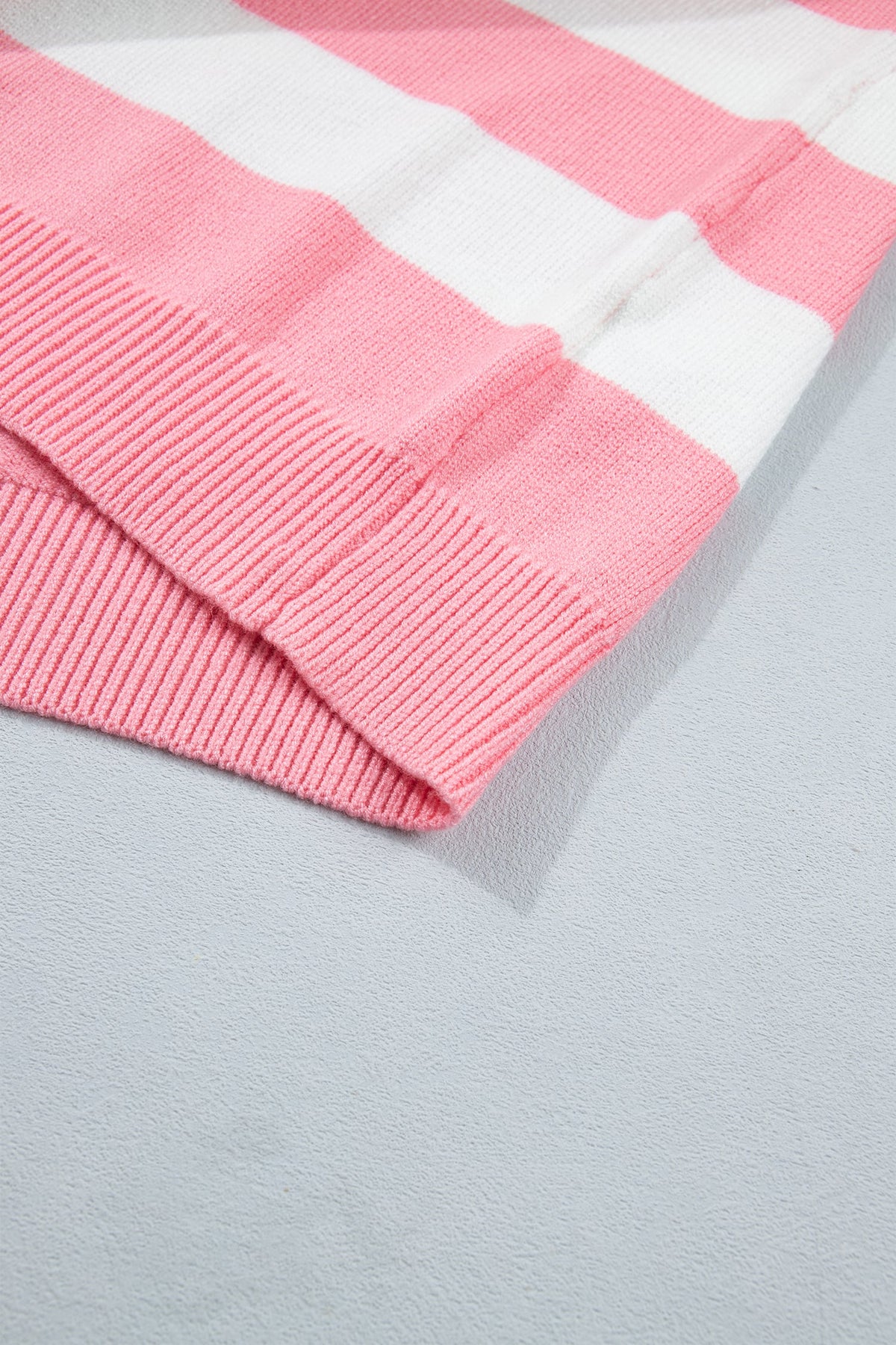 Pink Stripe Santa Baby Embroidered Christmas Slogan Drop Shoulder Pullover Sweater
