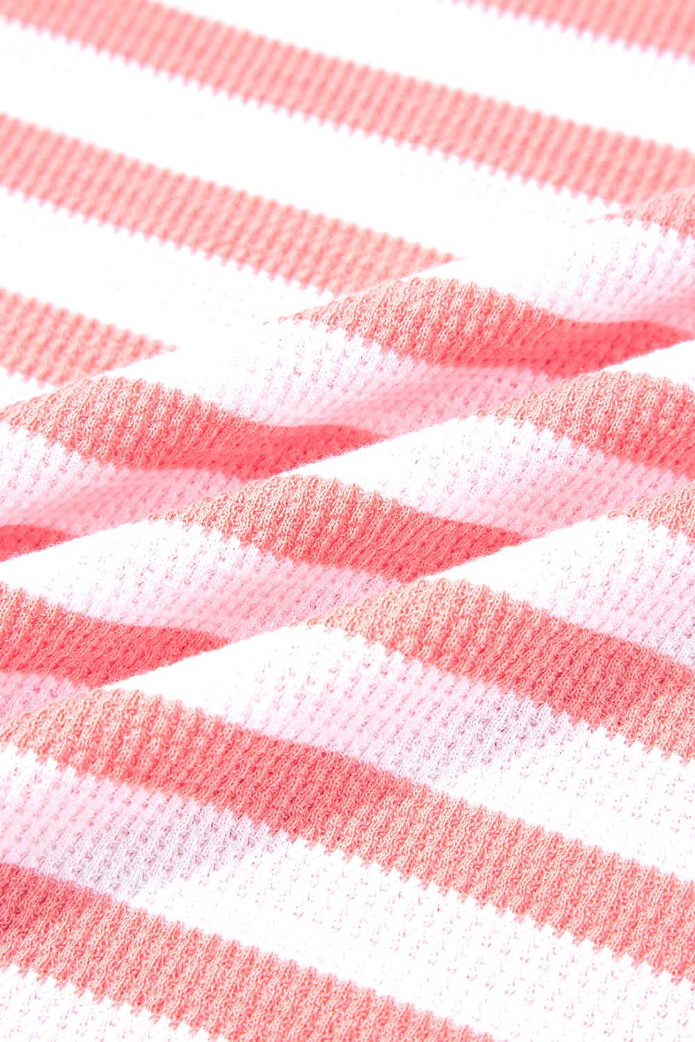 Pink Stripe Textured Contrast Dropped Long Sleeve Top