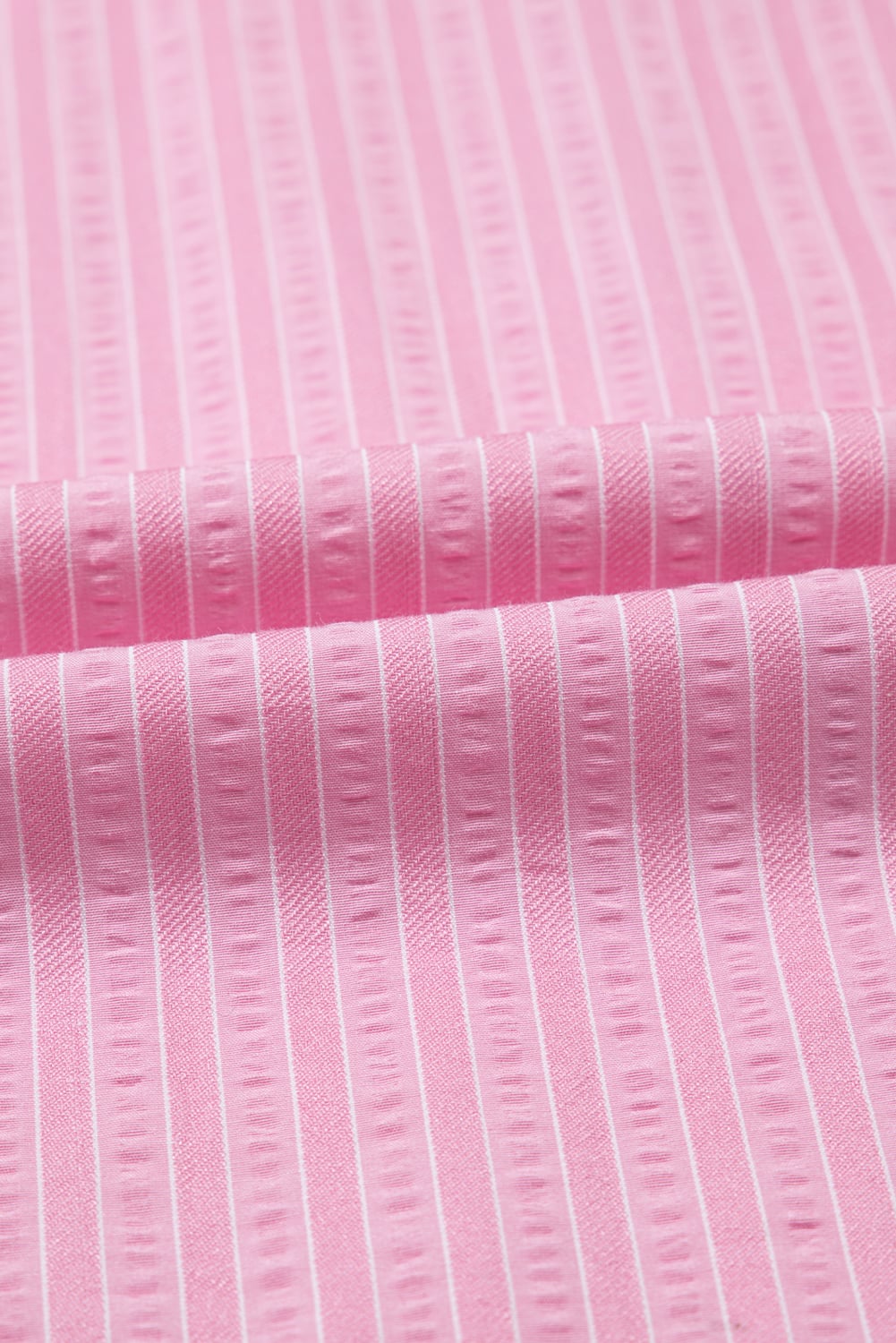 Pink Stripe V Neck Puff Short Sleeve Maxi Dress