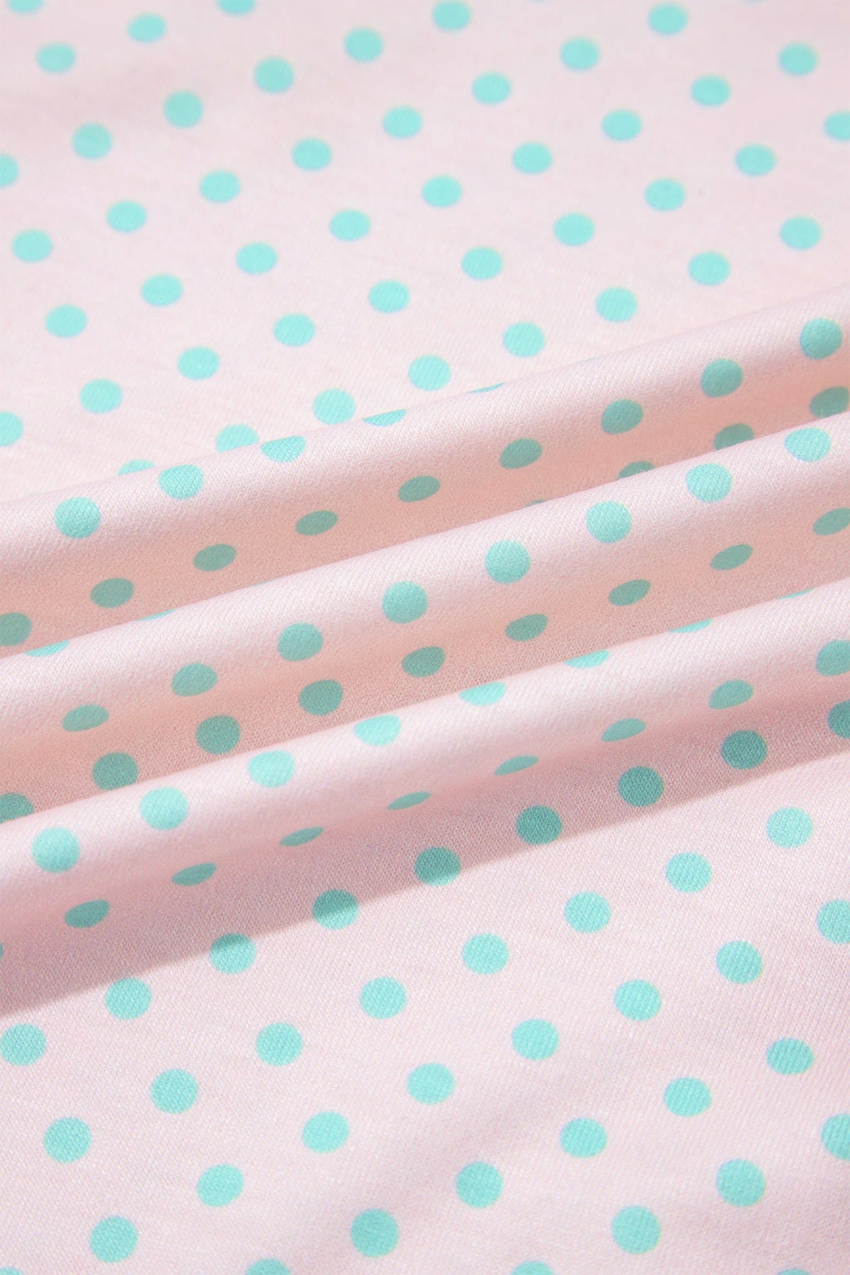 Pink Striped Polka Dot Patchwork Polo Collar Long Sleeve Top