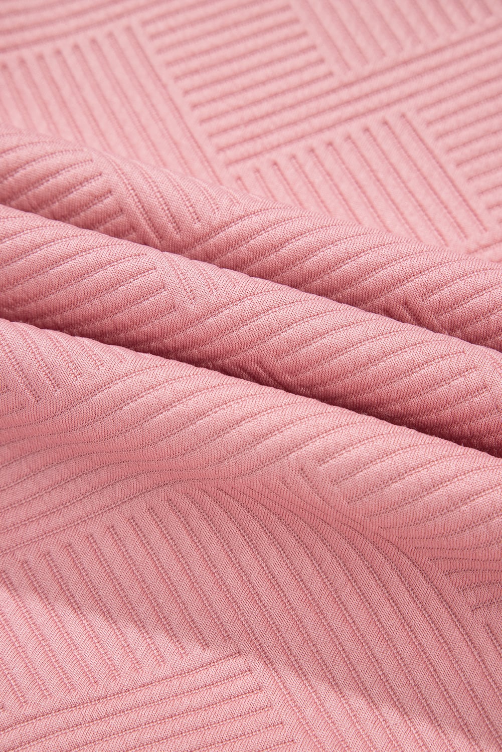 Pink Textured Colorblock Patchwork Tee Two Piece Shorts Set