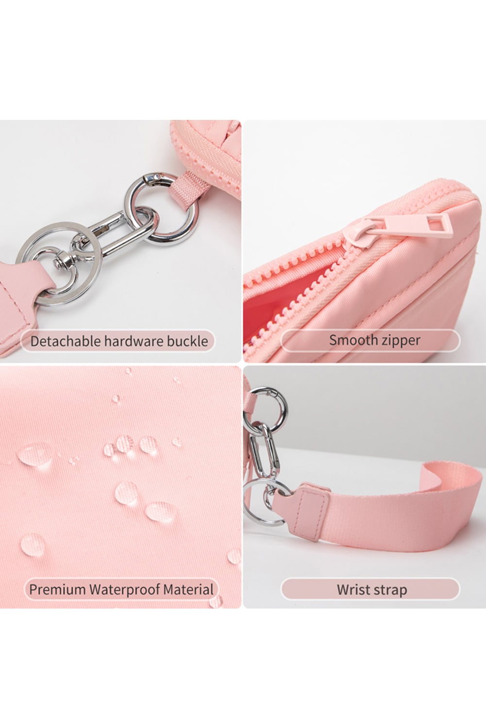 Pink Transparent ID Window Coin Storage Wrist Bag