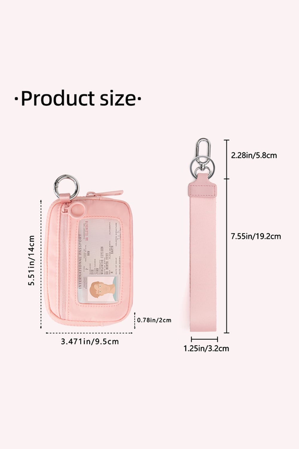 Pink Transparent ID Window Coin Storage Wrist Bag