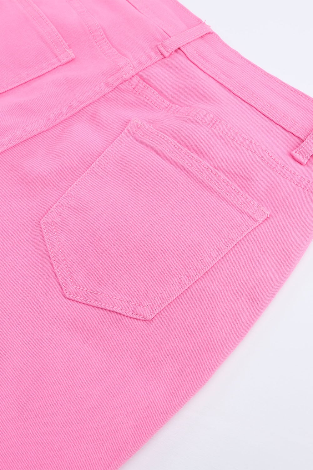 Pink Vintage High Waist Flare Leg Ripped Raw Hem Jeans