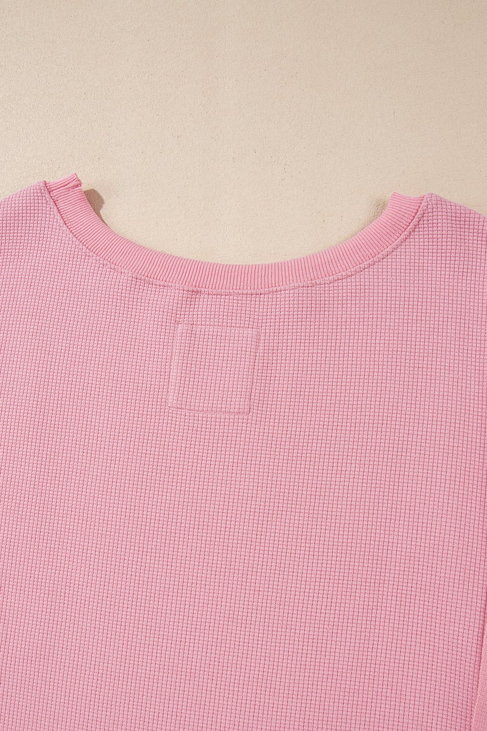 Pink Waffle knit Bishop Sleeve Split Oversized Top