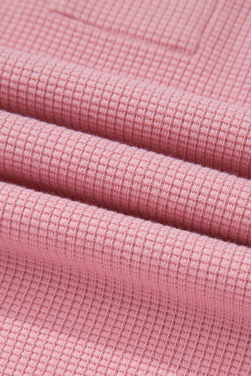 Pink Waffle knit Bishop Sleeve Split Oversized Top