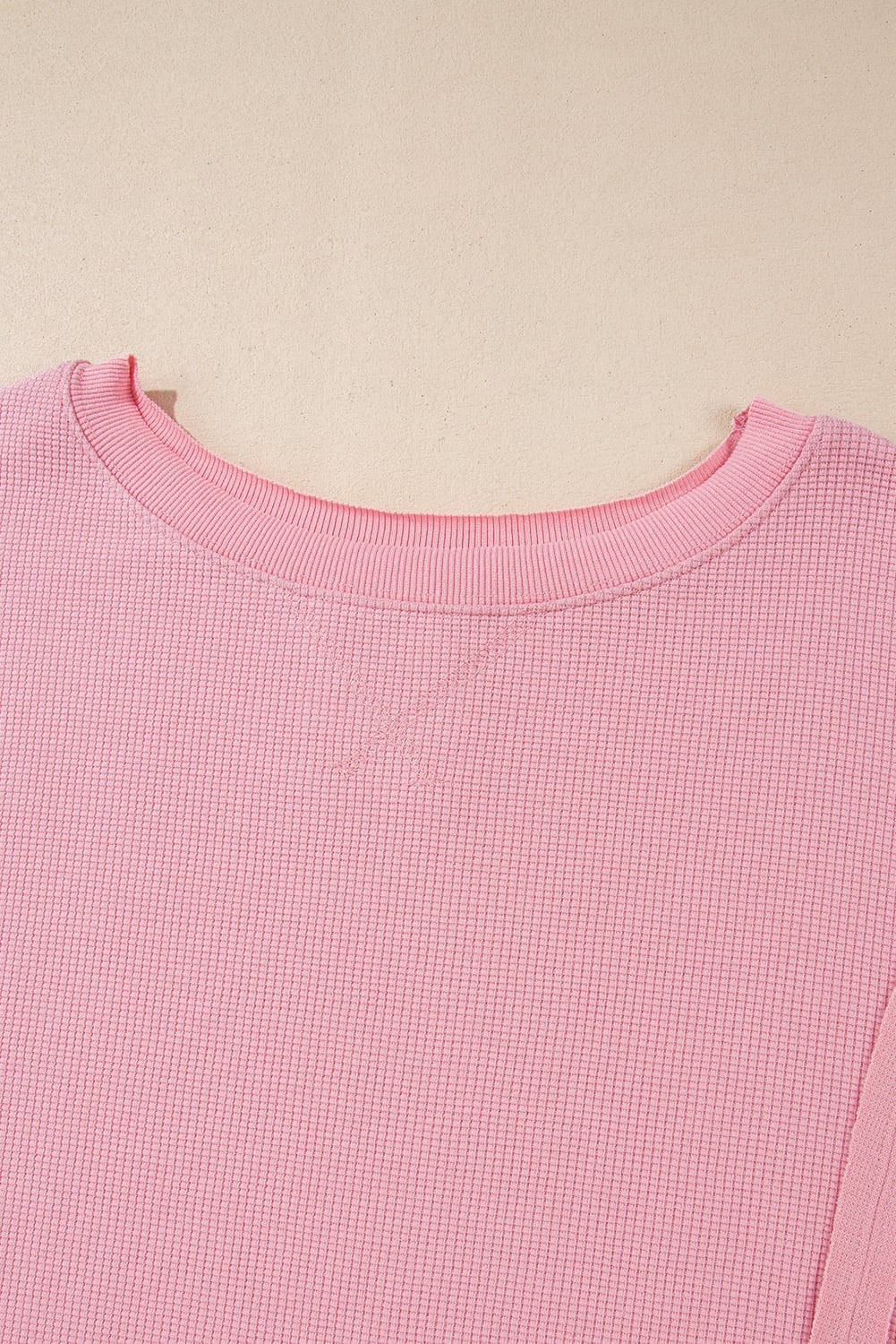 Pink Waffle knit Bishop Sleeve Split Oversized Top