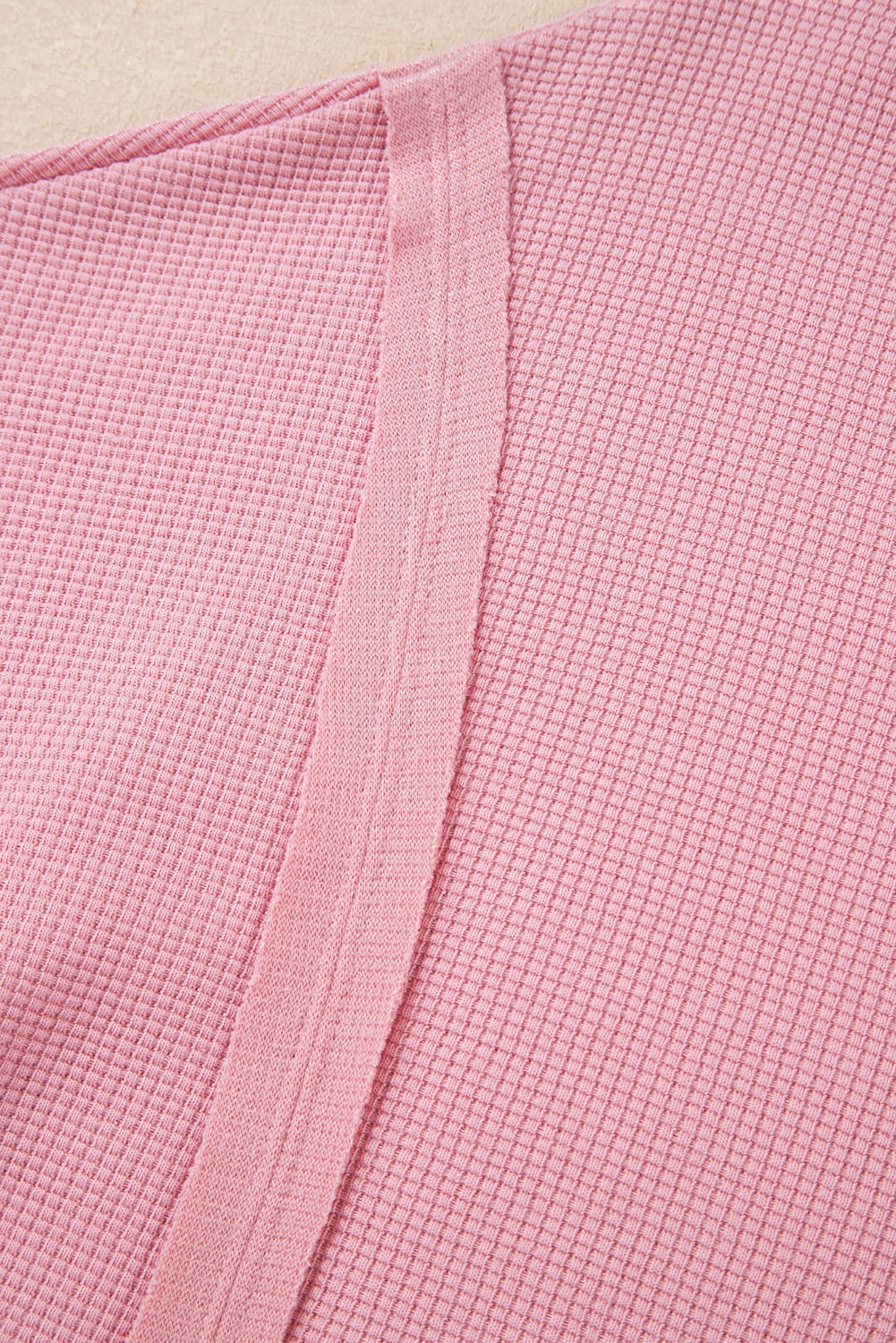 Pink Waffle knit Bishop Sleeve Split Oversized Top