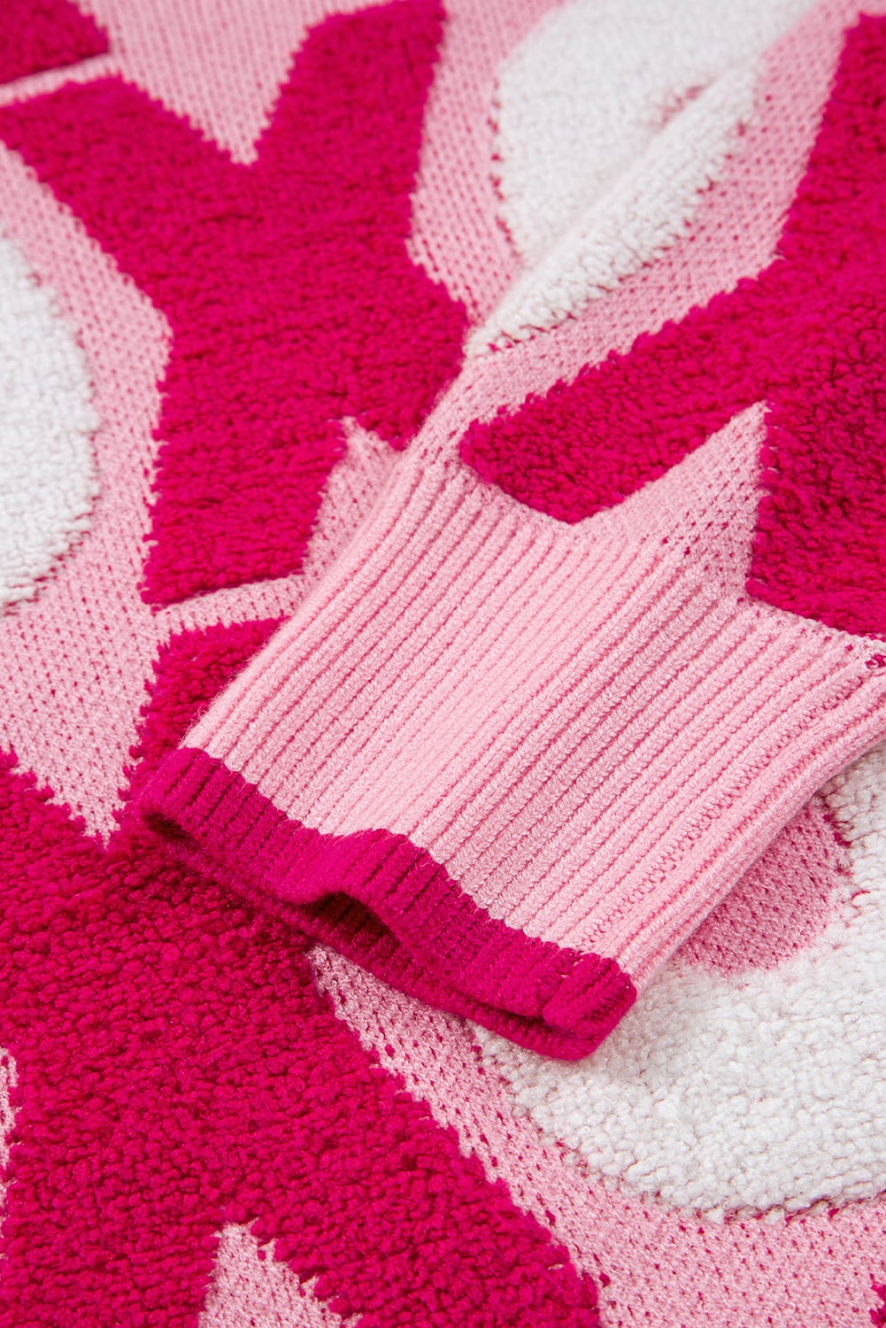 Pink XOXO Pattern Drop Shoulder Crewneck Valentines Sweater