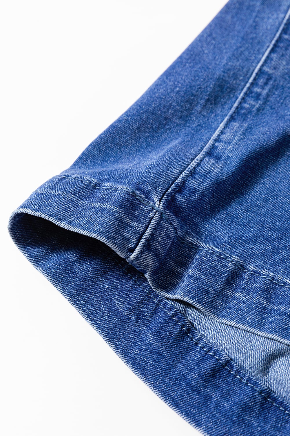 Prussian Blue Mineral Wash Knotted Strap Patched Pocket Wide Leg Denim Overall
