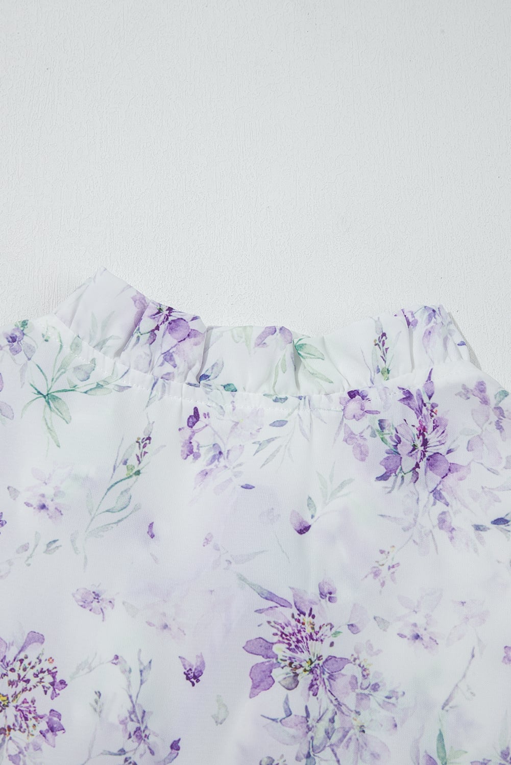 Purple Floral Trimmed Detail Split Neck Plus Size Top
