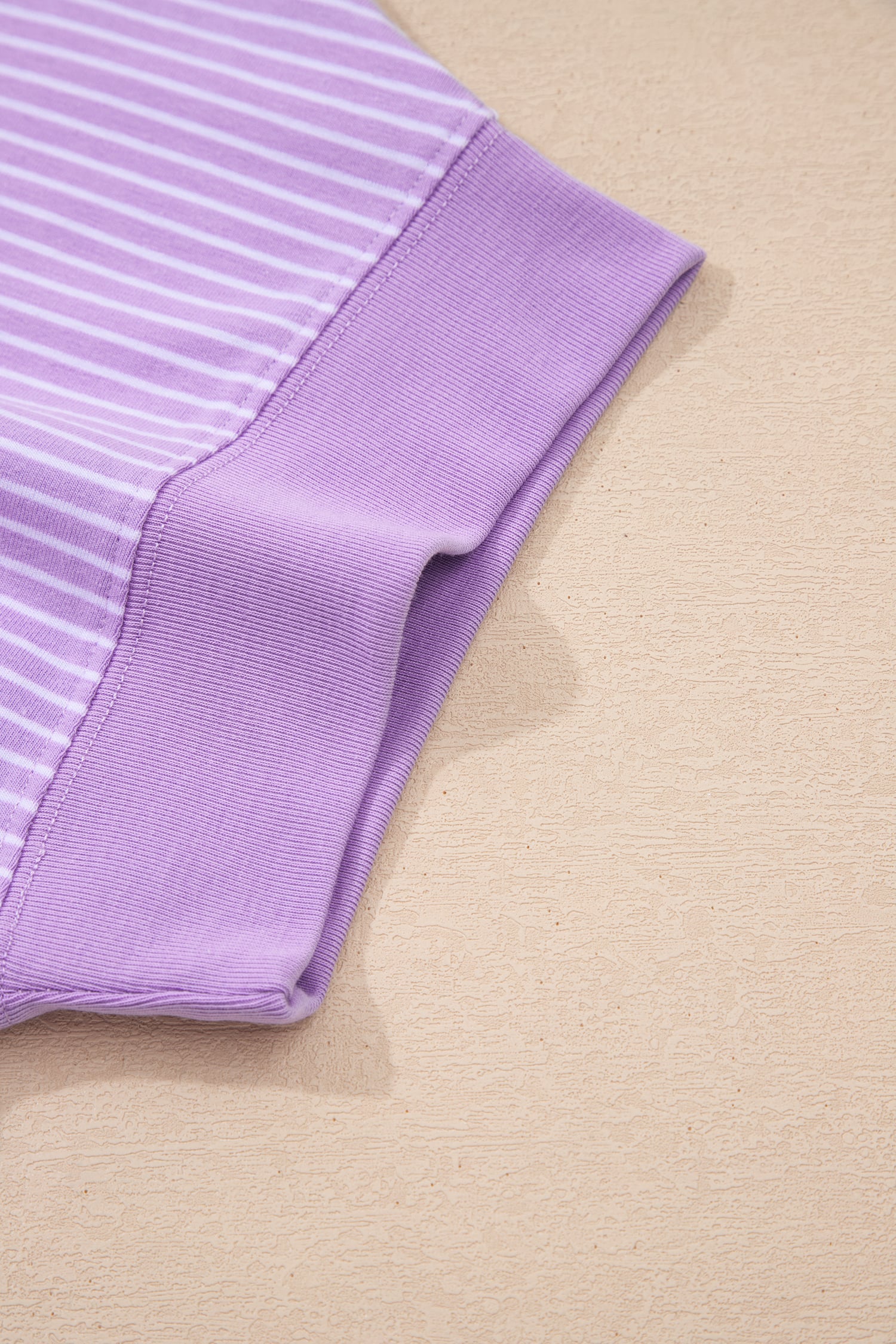 Purple Stripe Dolman Sleeve Polo Shirt and Drawstring Shorts Set