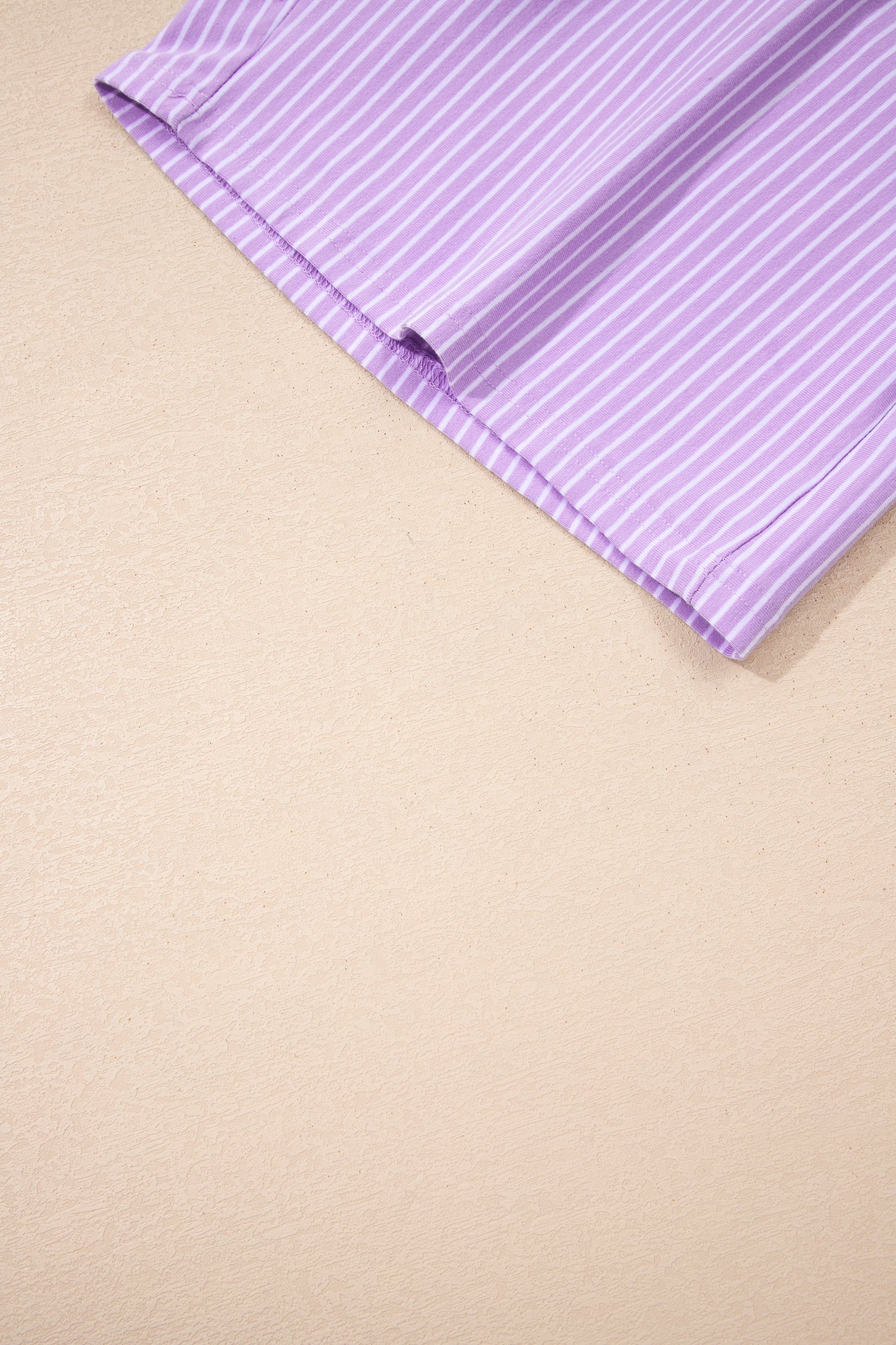 Purple Stripe Dolman Sleeve Polo Shirt and Drawstring Shorts Set