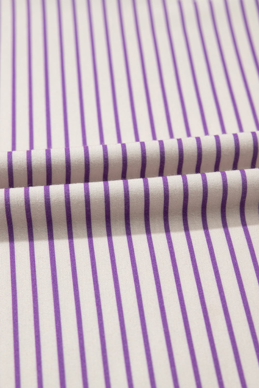Purple Stripe Floral Color Block Raw Edge Patchwork Bracelet Sleeve Blouse