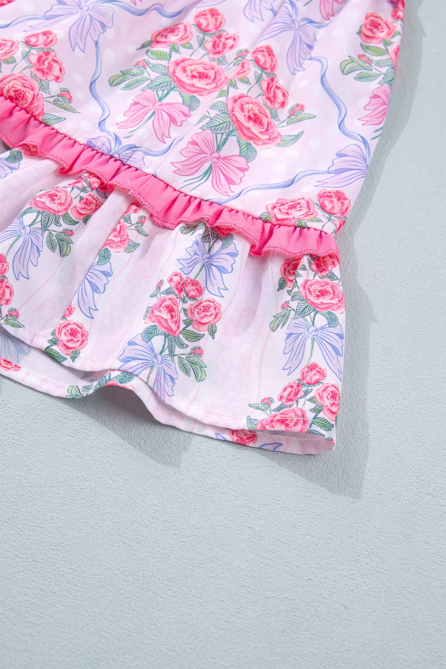 Purple Tiered Ruffles Sleeveless Summer Floral Dress