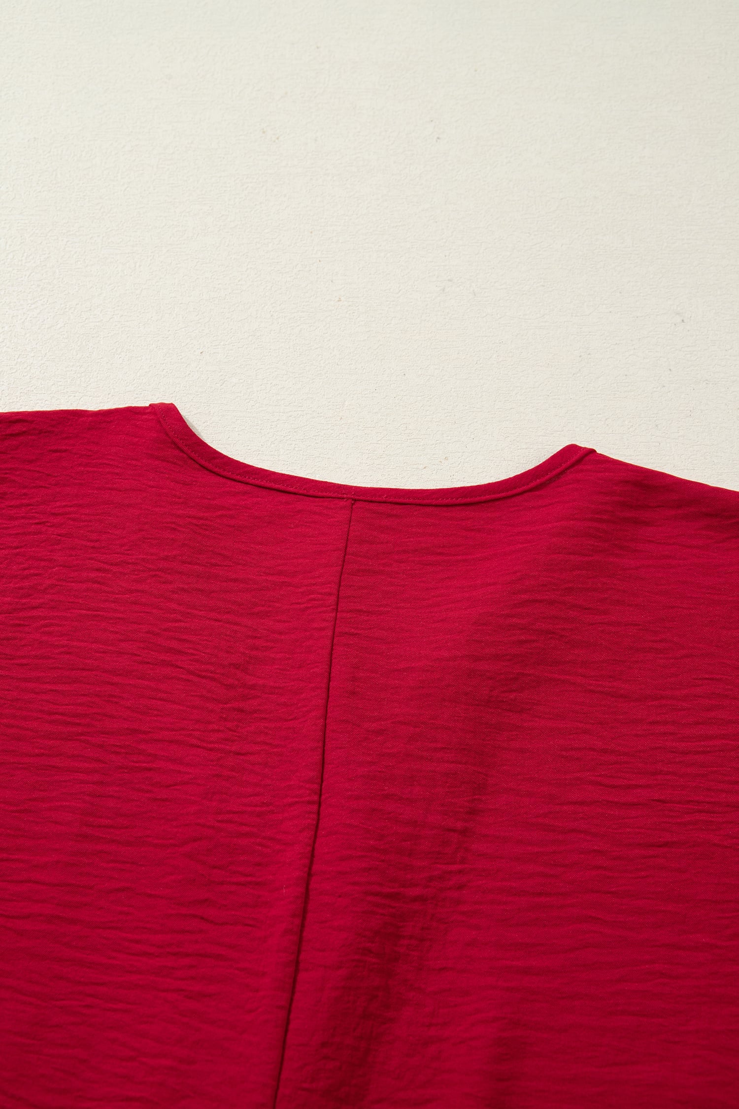 Racing Red Braided Trim V Neck Half Sleeve Blouse