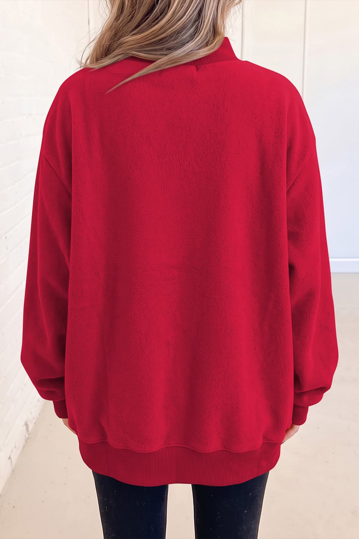 Racing Red Christmas Slogan MERRY High Neck Tunic Holiday Sweatshirt