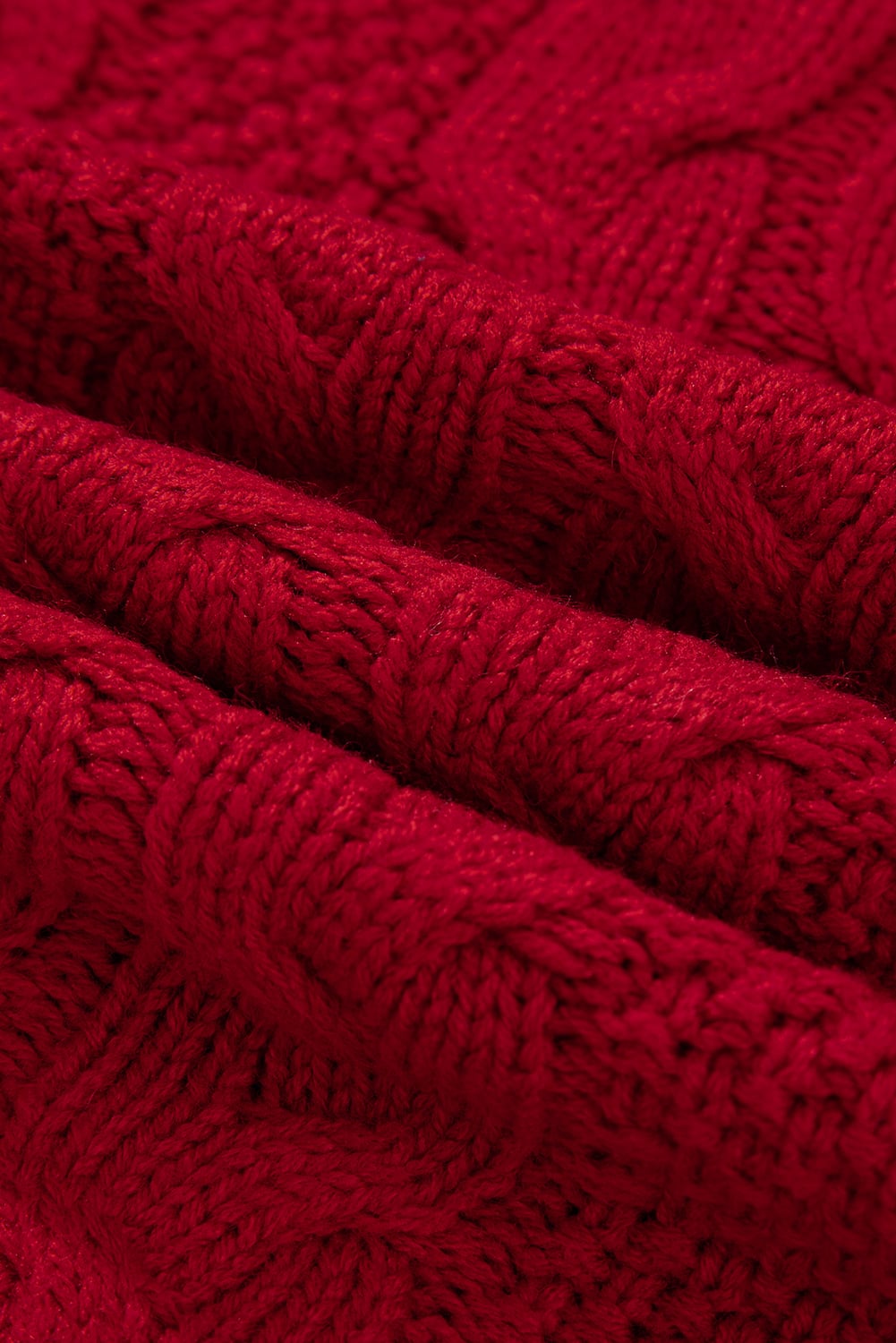 Racing Red Color Contrast Edge Cable Knit Buttoned Cardigan