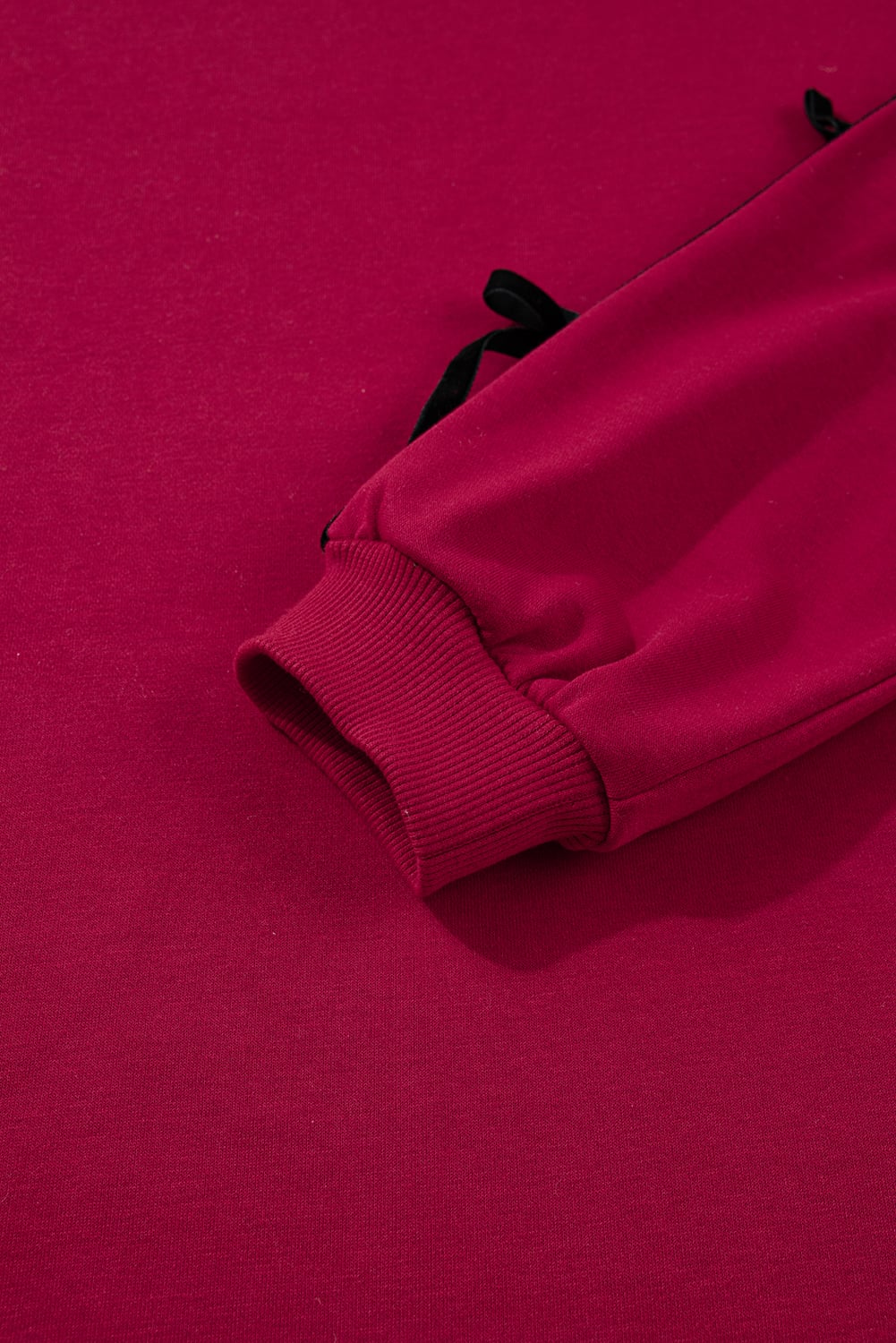 Racing Red Contrast Striped Bow Detail Drop Shoulder Sweatshirt Dress with Pockets