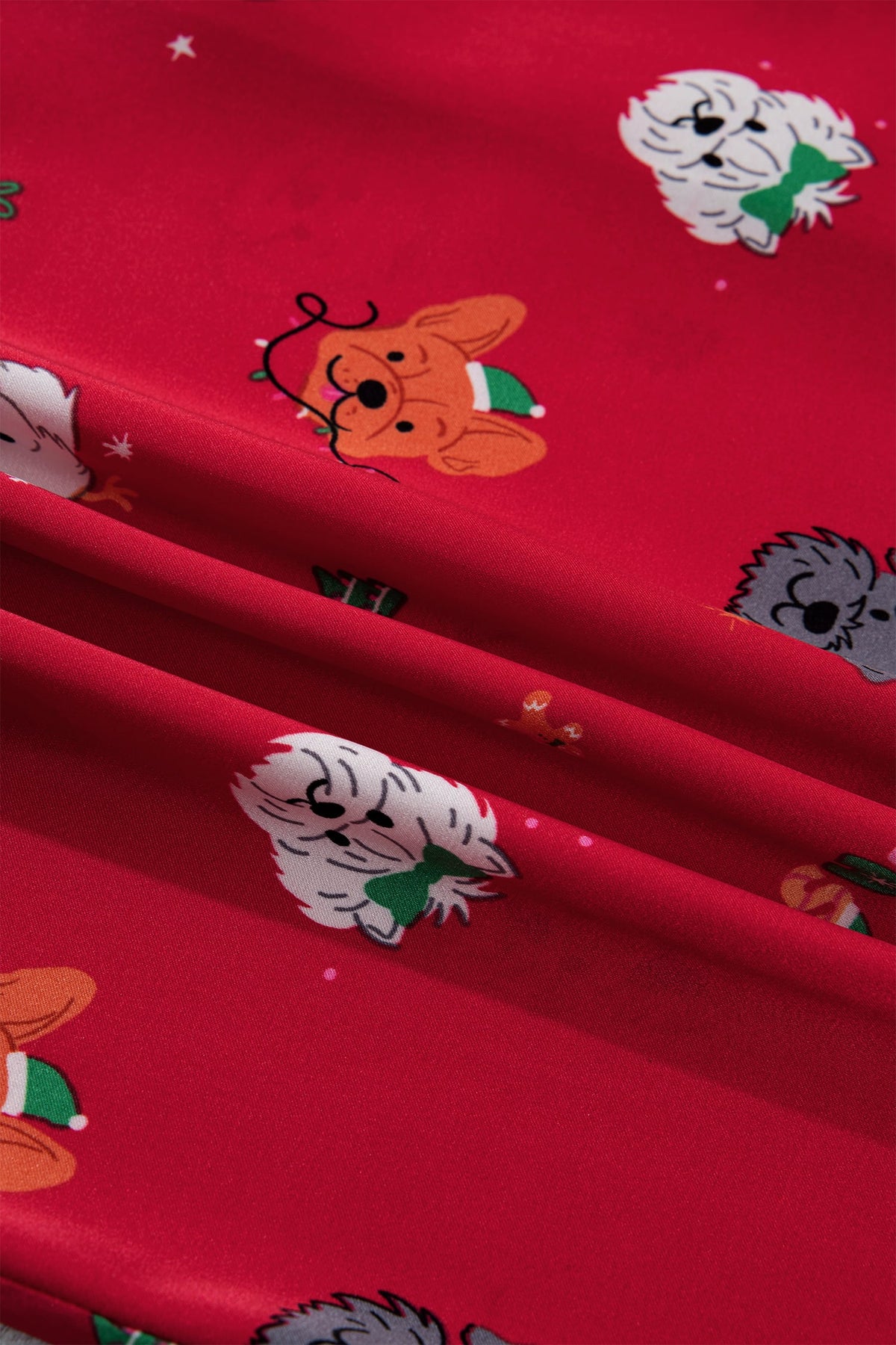 Racing Red Festive Dog Print Short Sleeve Two Piece Lounge Set