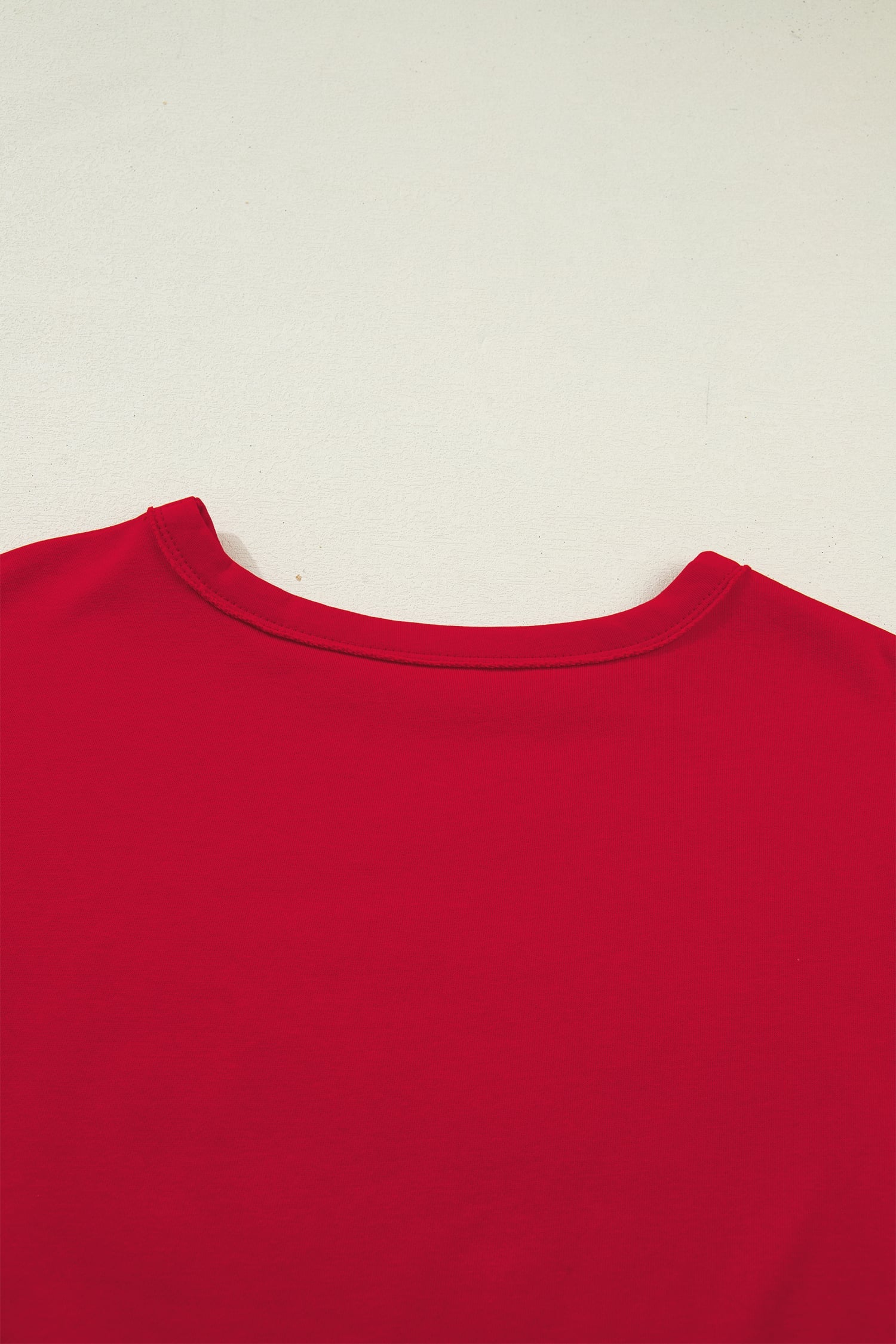 Racing Red GEORGIA Letter Printed Raw Seam Drop Shoulder Loose Tee
