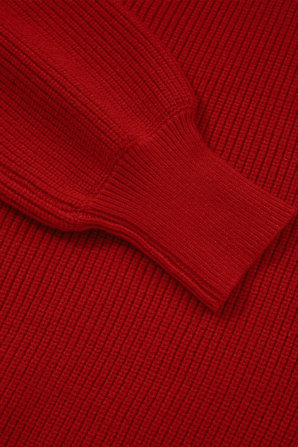 Racing Red Lantern Sleeve V Neck Knot Back Sweater