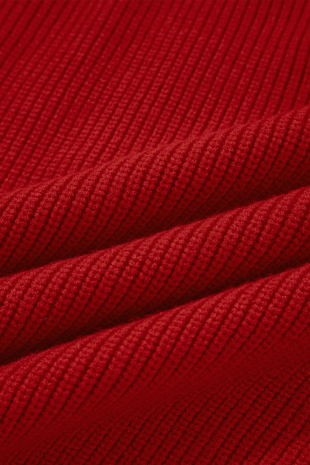 Racing Red Lantern Sleeve V Neck Knot Back Sweater