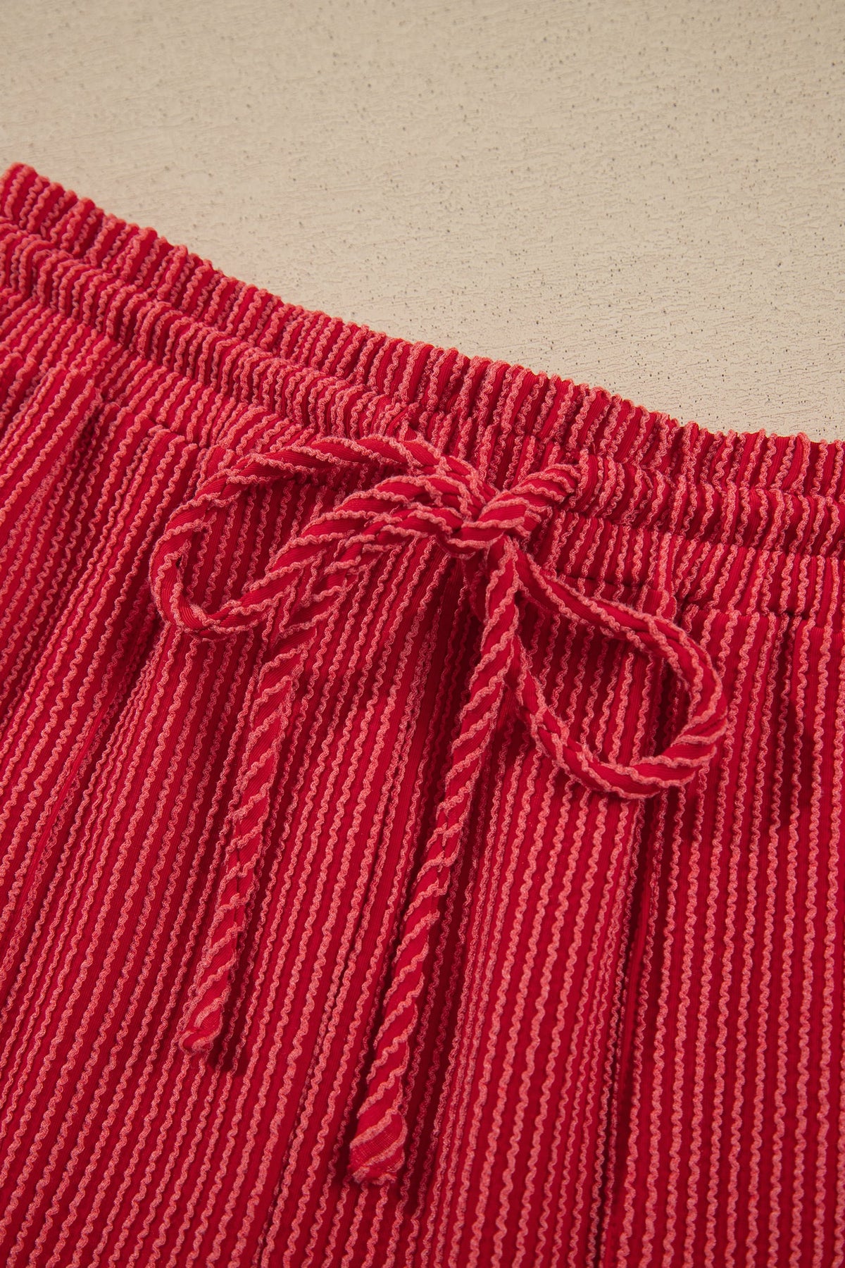 Racing Red MERRY Corded Long Sleeve Top and Pockets Pants Set