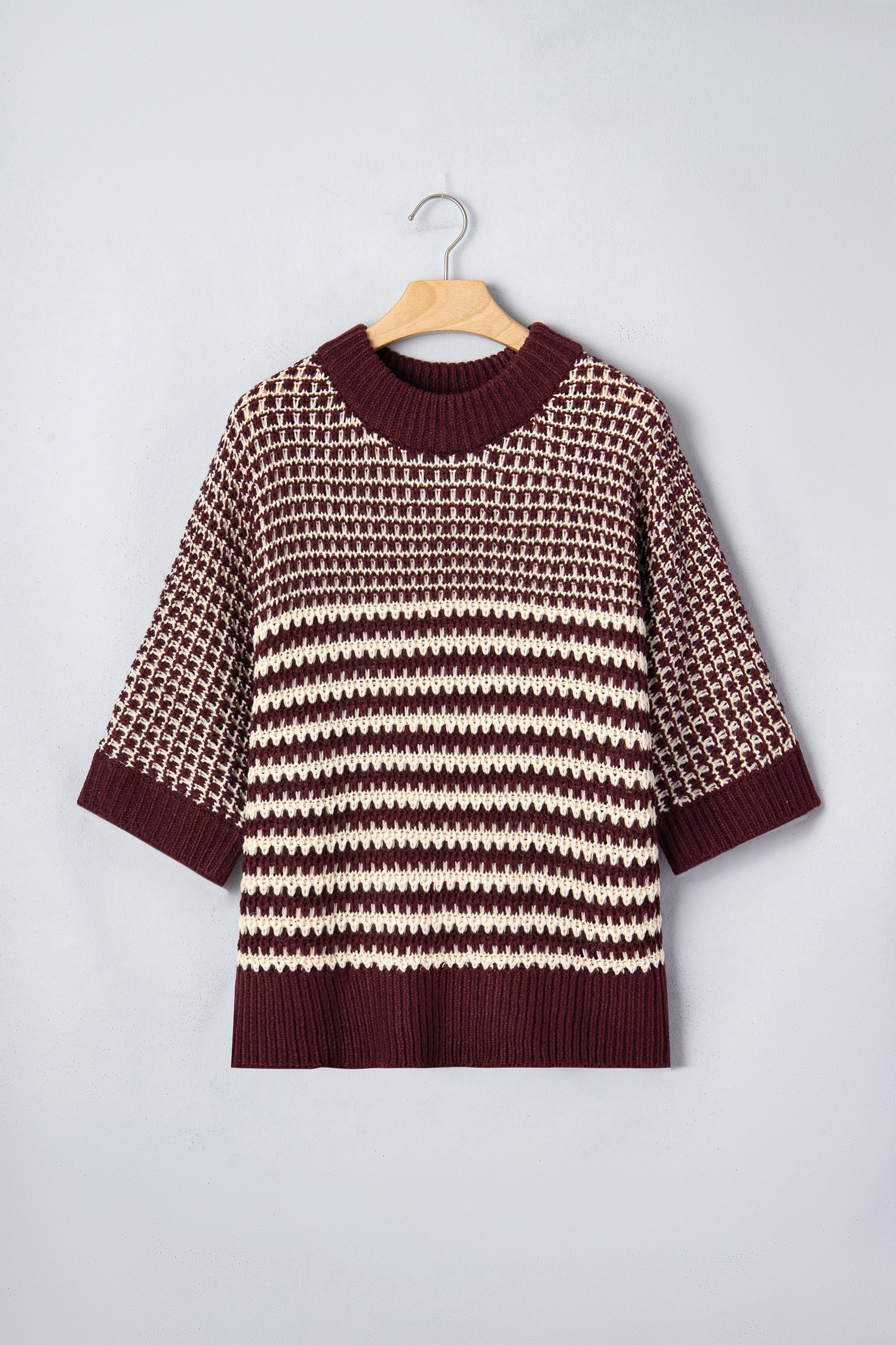 Red 3/4 Draped Sleeve Slouchy Sweater