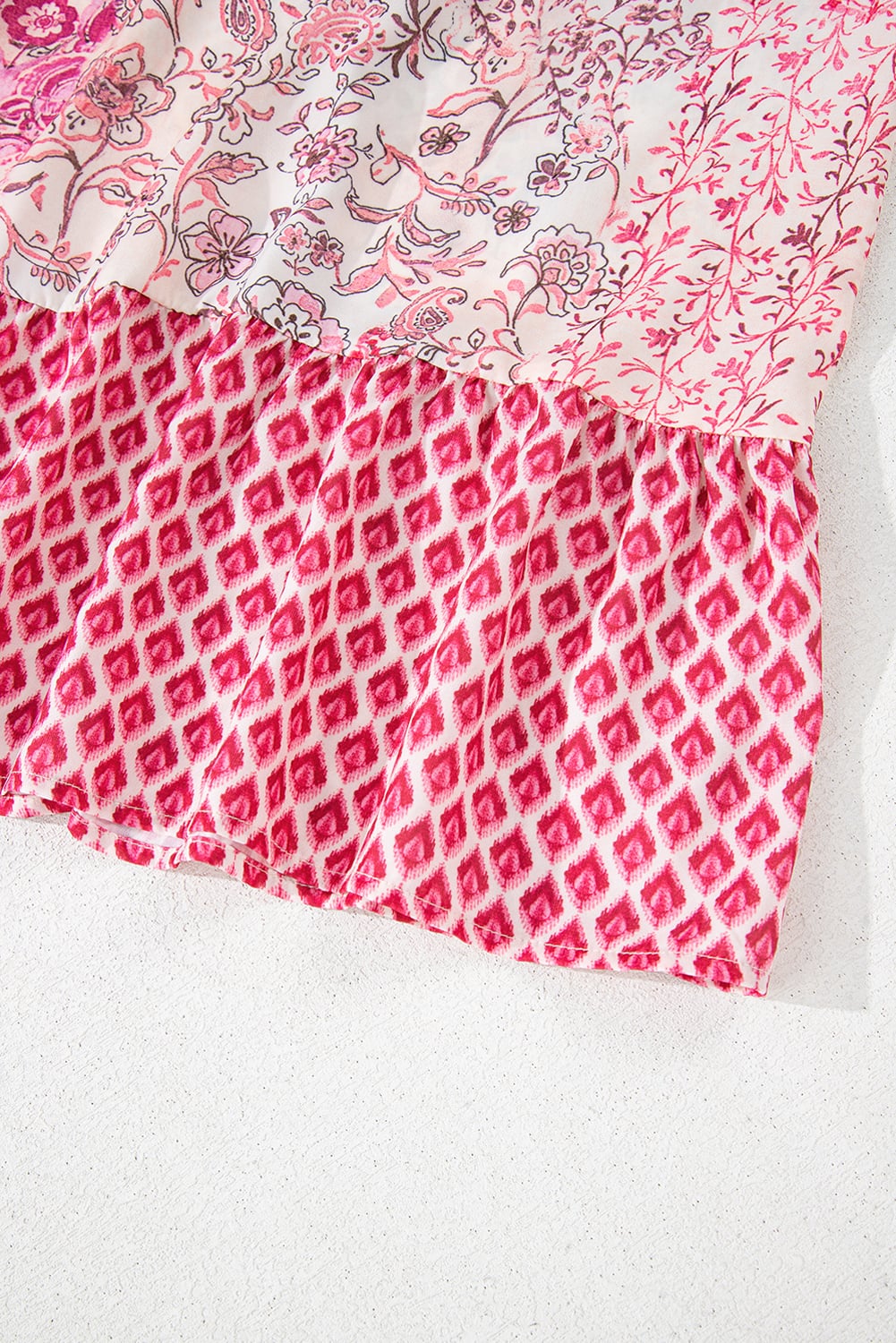 Red Boho Pattern Print Tassel Drawstring Elastic Waistband Maxi Skirt