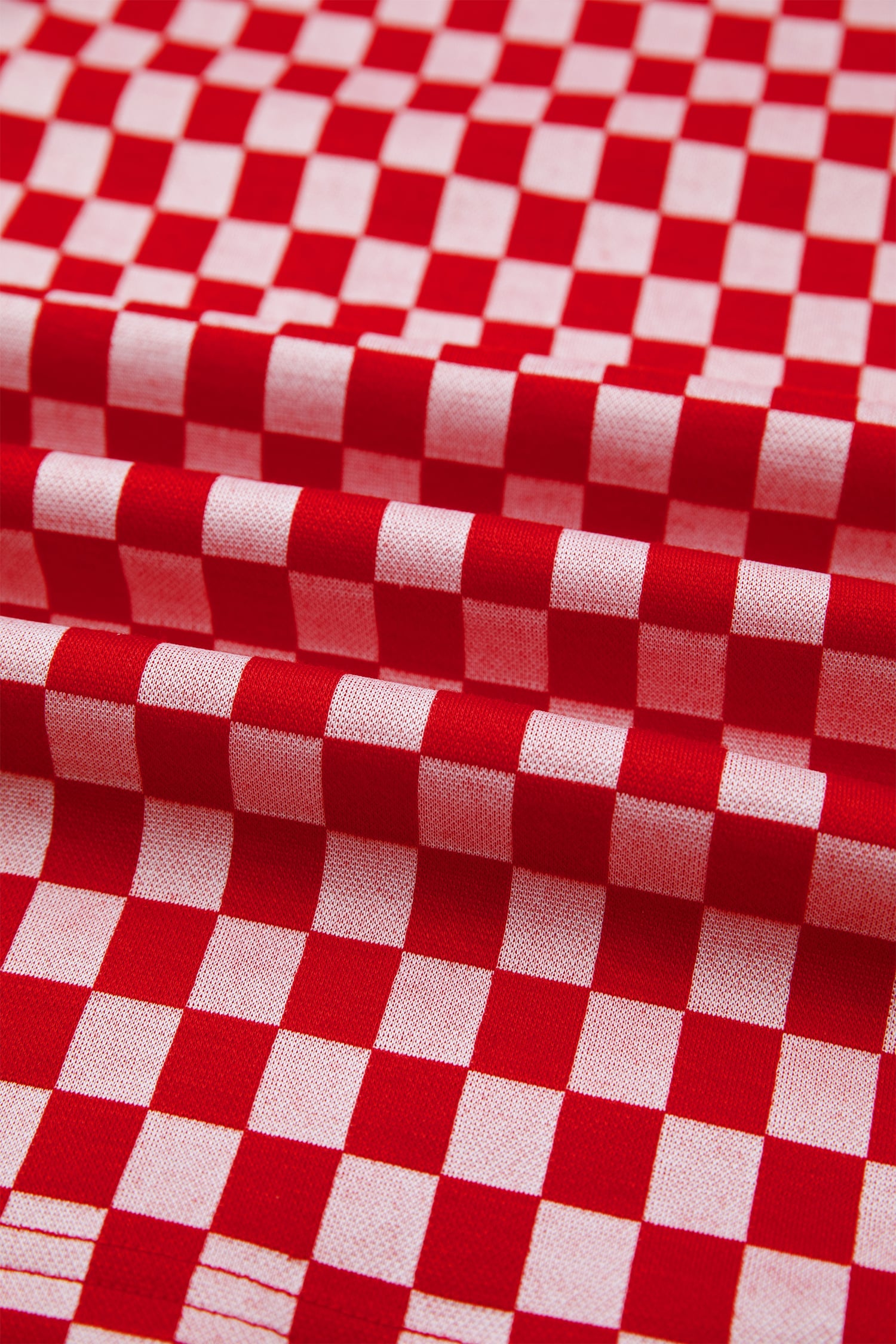 Red Checkered Print Ruffle Short Sleeve Contrast Trim Round Neck Top