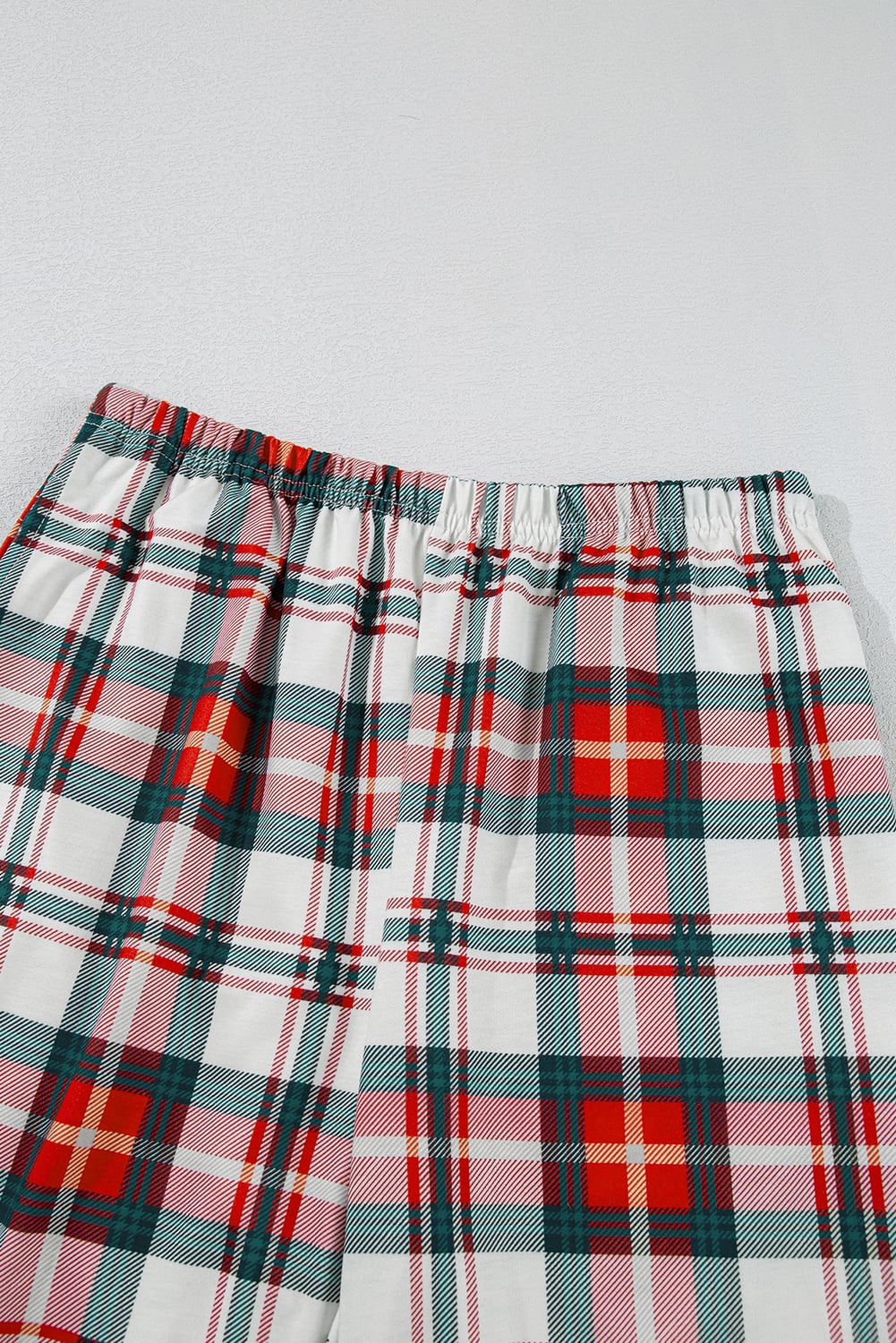 Red Christmas Plaid Print Two Piece Long Sleeve Pajamas Set