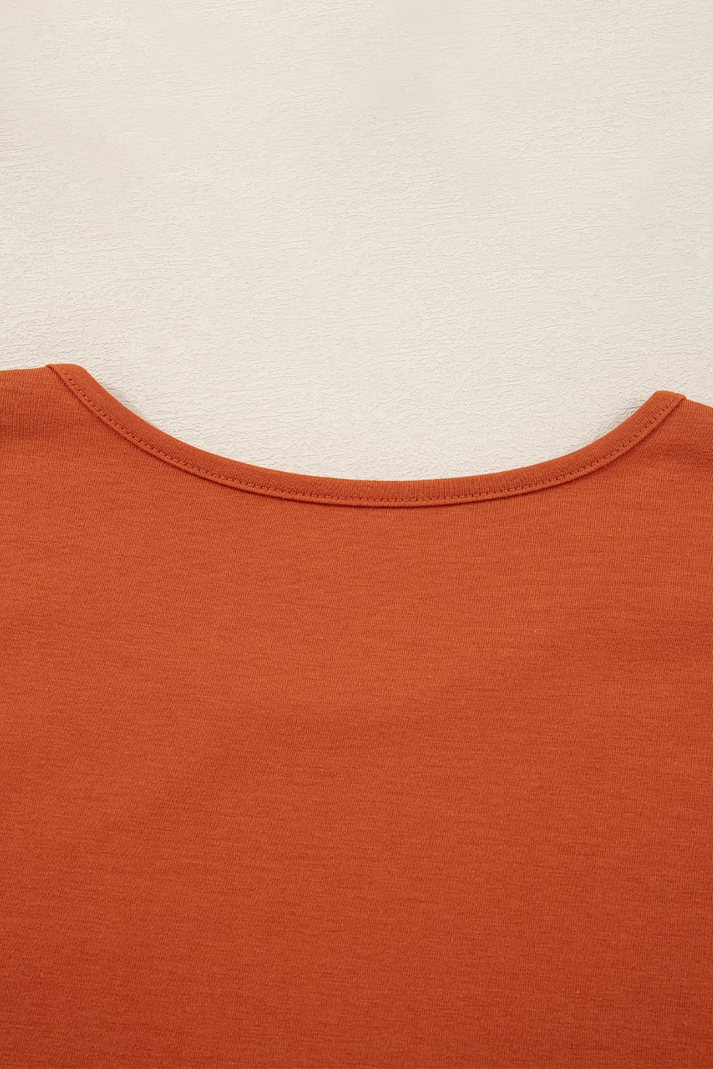 Red Clay  Asymmetric Seam Detail Solid Color Long Sleeve Top