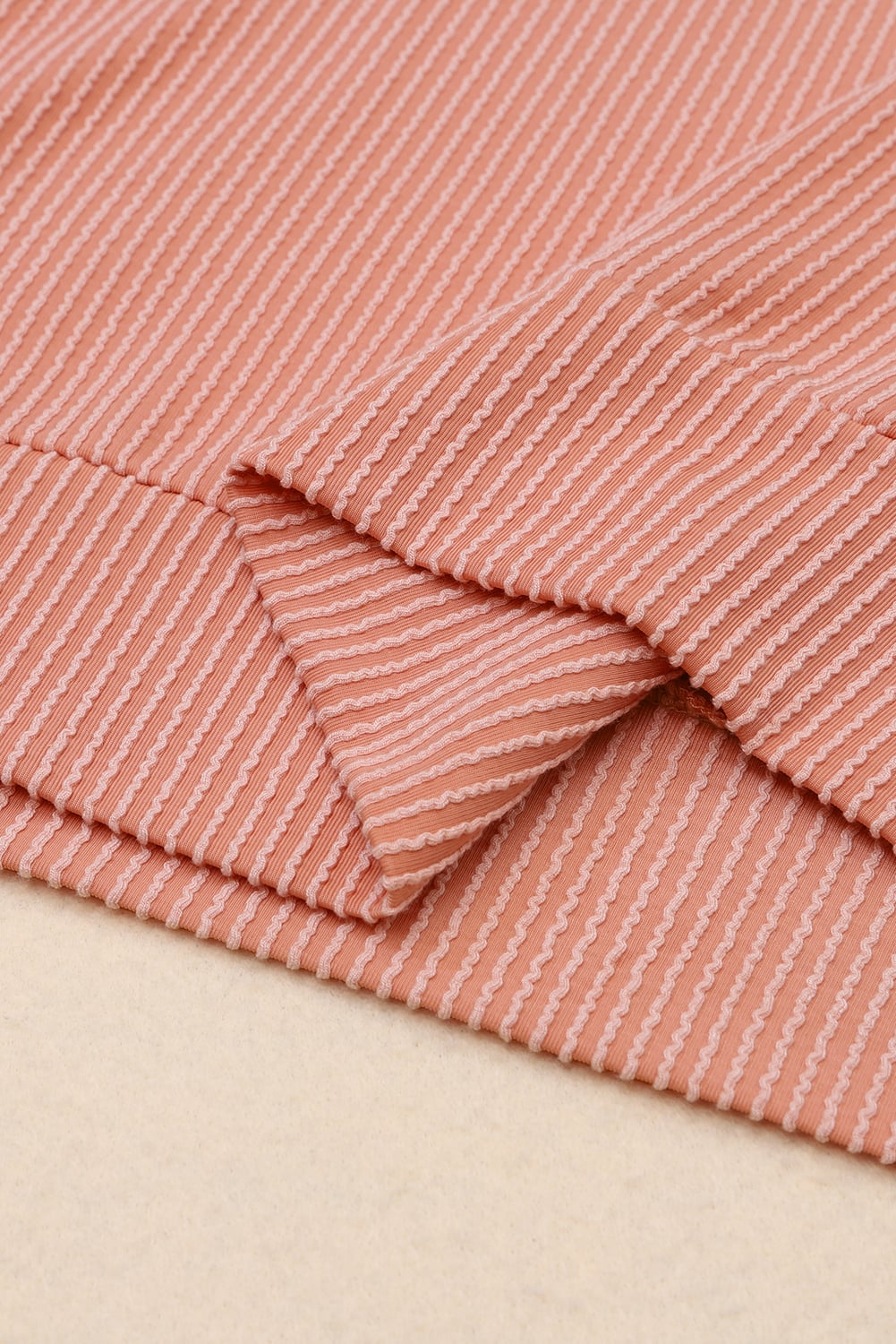 Fiery Red Color Block Long Sleeve Ribbed Loose Top