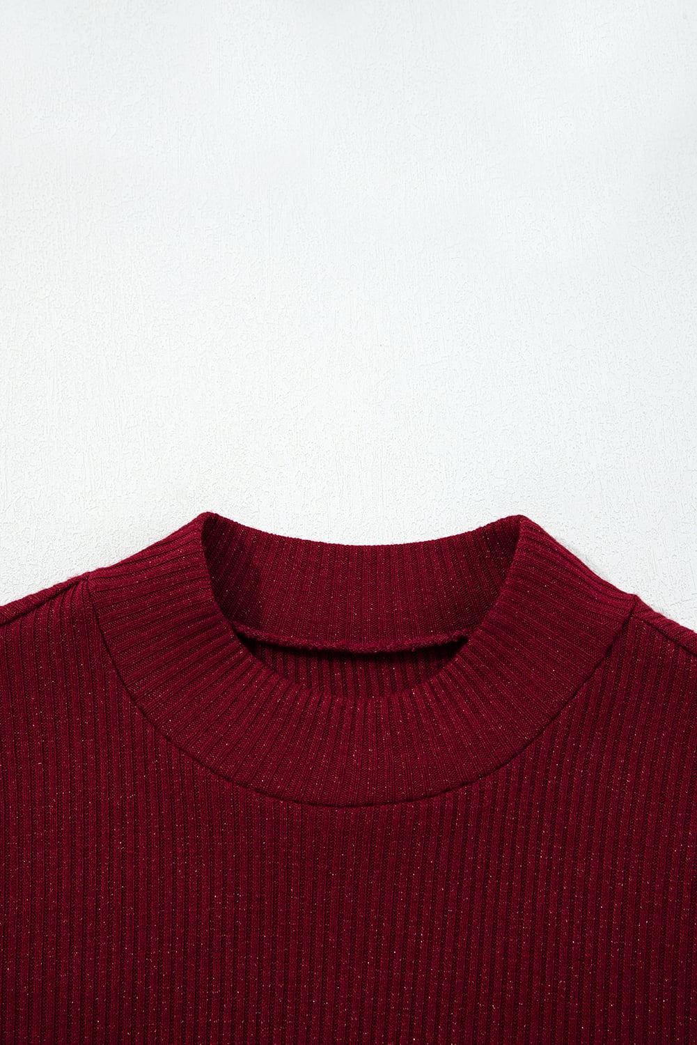 Red Dahlia Metal Ribbed Knit Long Sleeve Slim Fit Top